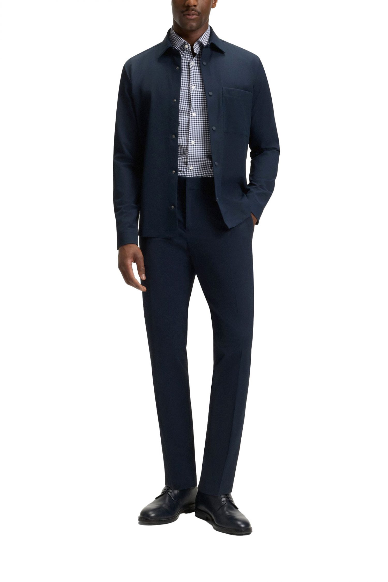BOSS PERFORMANCE ΠΟΥΚΑΜΙΣΟ SLIM FIT P-HANK-KENT-C1-222 ΜΠΛΕ-ΛΕΥΚΟ