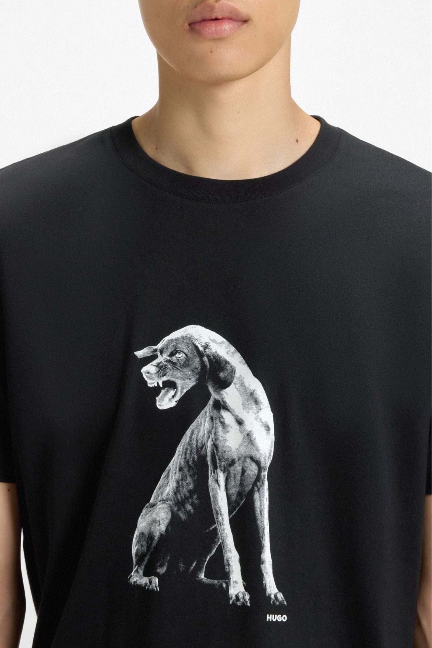 HUGO T-SHIRT DIDUG LOGO ΜΑΥΡΟ-ΛΕΥΚΟ