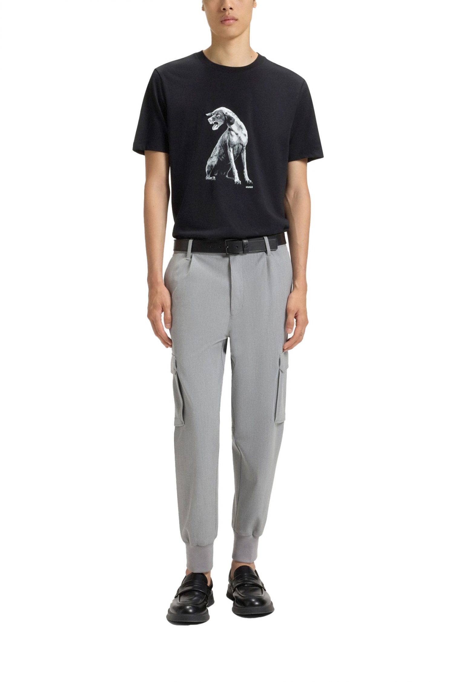 HUGO T-SHIRT DIDUG LOGO ΜΑΥΡΟ-ΛΕΥΚΟ