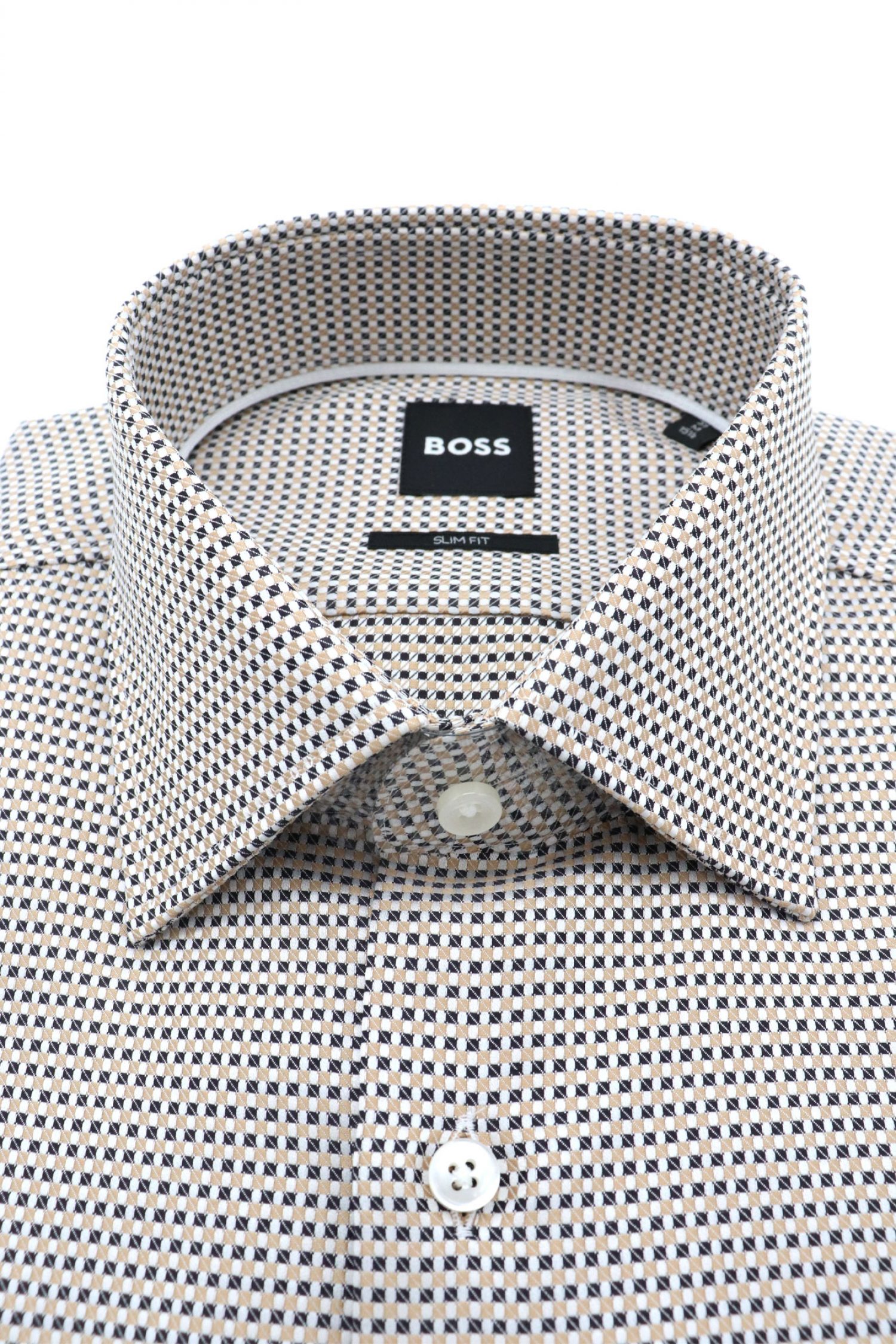 BOSS ΠΟΥΚΑΜΙΣΟ ΜΙΚΡΟΣΧΕΔΙΟ SLIM FIT H-HANK-KENT-C1-214 ΜΠΕΖ