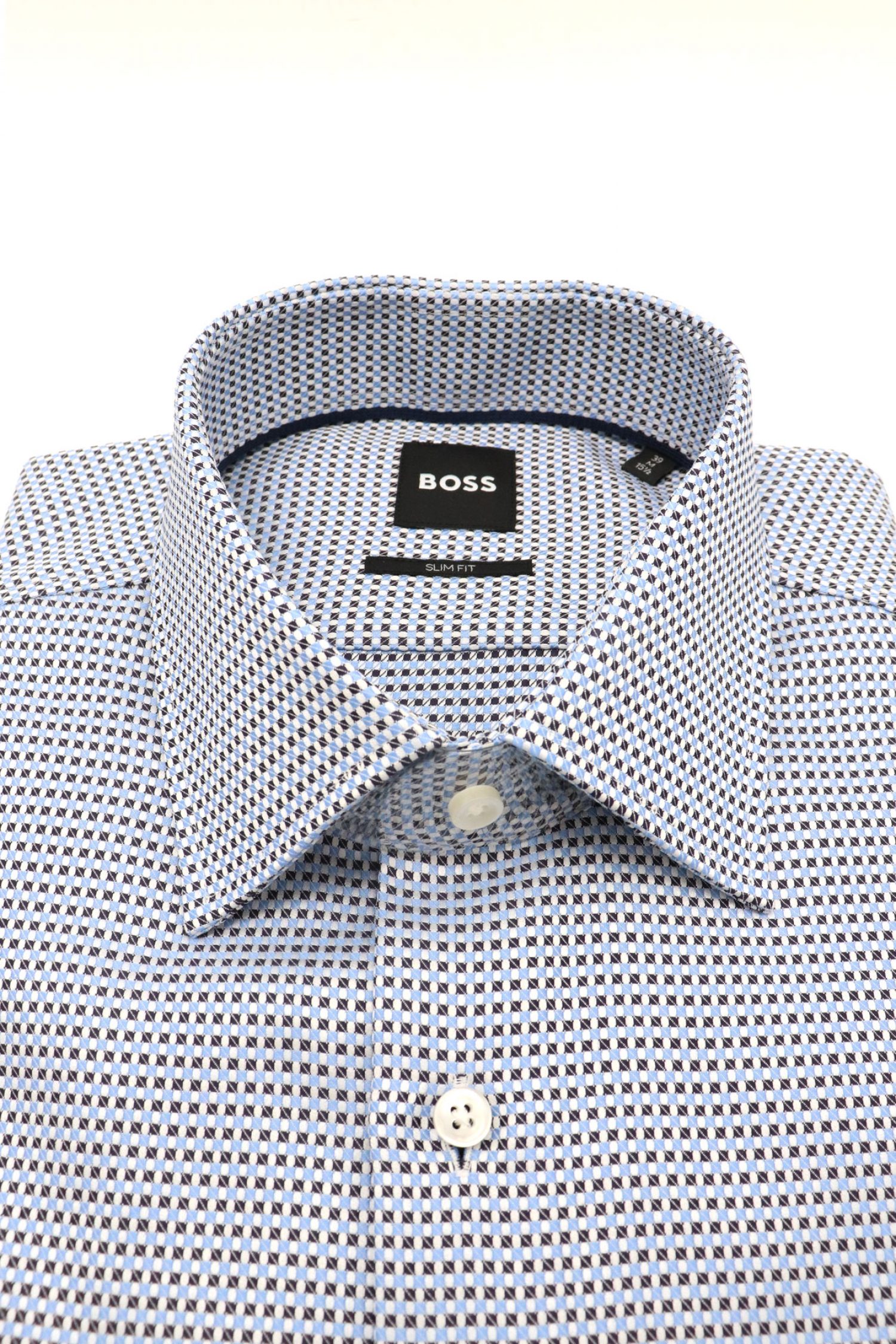 BOSS ΠΟΥΚΑΜΙΣΟ ΜΙΚΡΟΣΧΕΔΙΟ SLIM FIT H-HANK-KENT-C1-214 ΣΙΕΛ