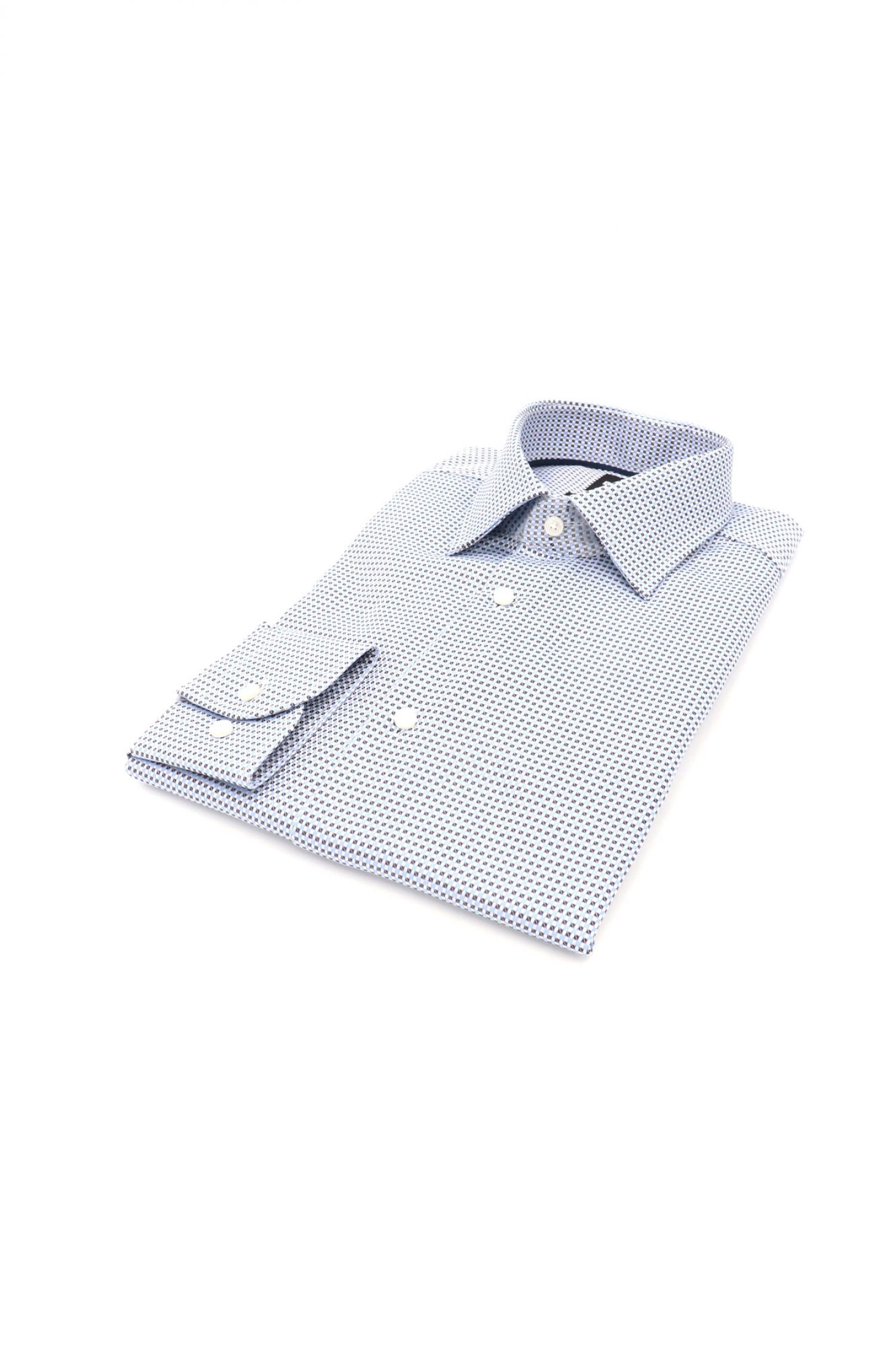 BOSS ΠΟΥΚΑΜΙΣΟ ΜΙΚΡΟΣΧΕΔΙΟ SLIM FIT H-HANK-KENT-C1-214 ΣΙΕΛ