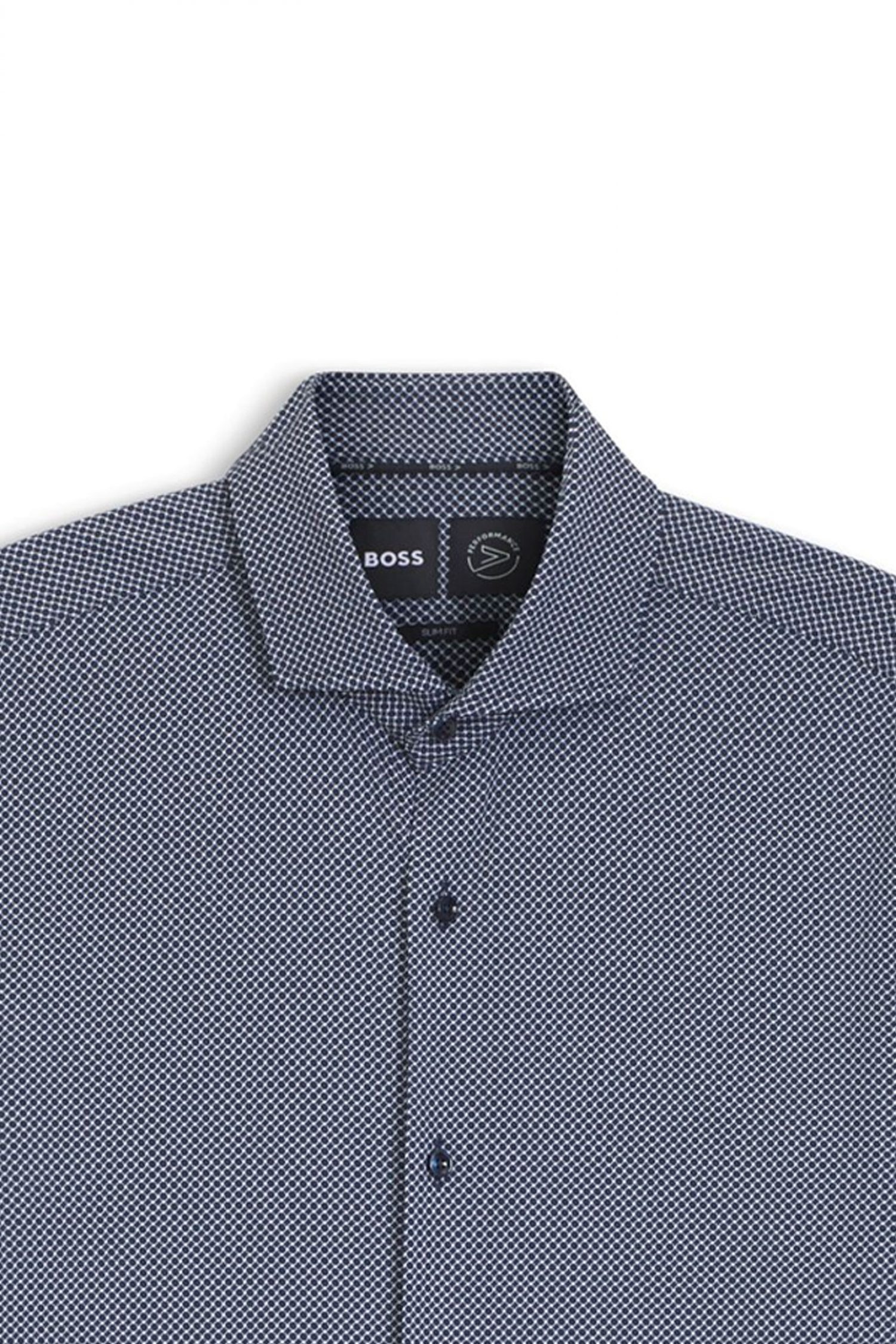 BOSS PERFORMANCE ΠΟΥΚΑΜΙΣΟ ΜΙΚΡΟΣΧΕΔΙΟ SLIM FIT P-HANK-SPREAD-C1-222 ΜΠΛΕ