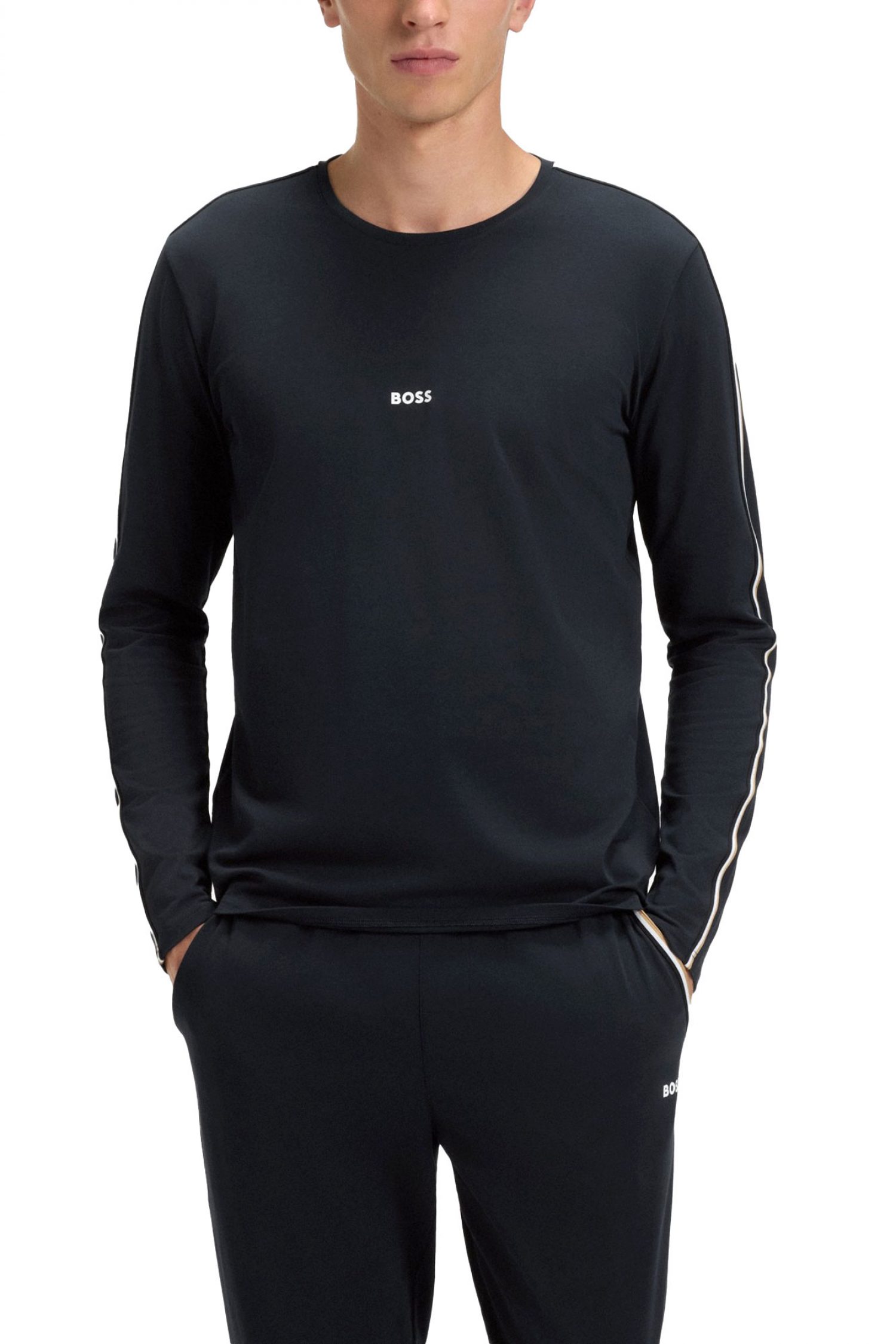 BOSS HOΜΕWEAR T-SHIRT UNIQUE LS_SHIRT ΜΠΛΕ