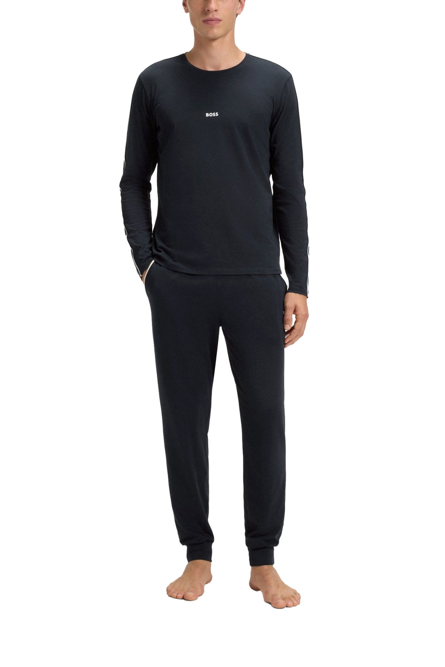 BOSS HOΜΕWEAR T-SHIRT UNIQUE LS_SHIRT ΜΠΛΕ