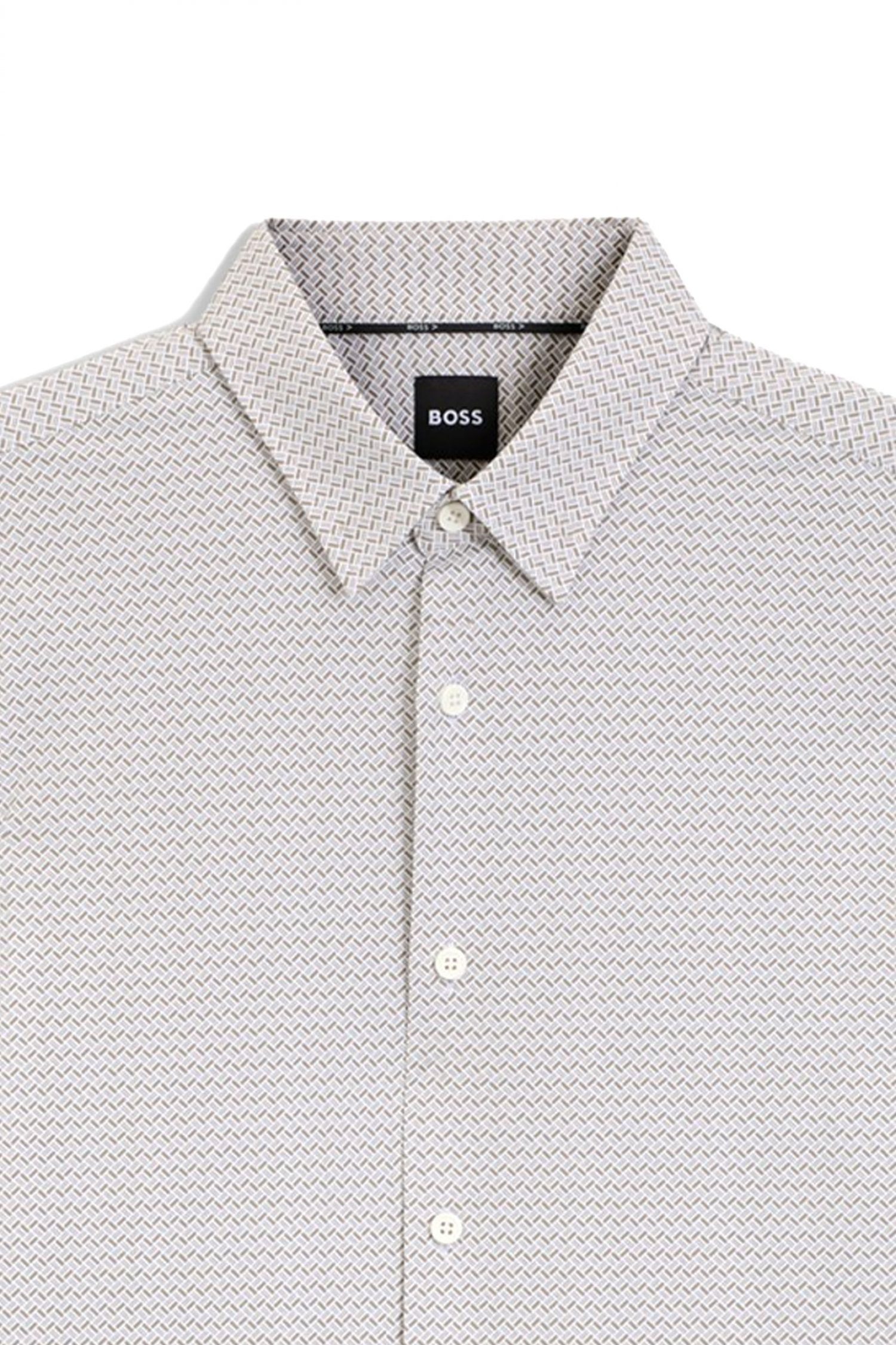 BOSS ΠΟΥΚΑΜΙΣΟ ΜΚΡΟΣΧΕΔΙΟ SLIM FIT P-ROAN-KENT-C1-233 ΧΑΚΙ-ΚΑΦΕ