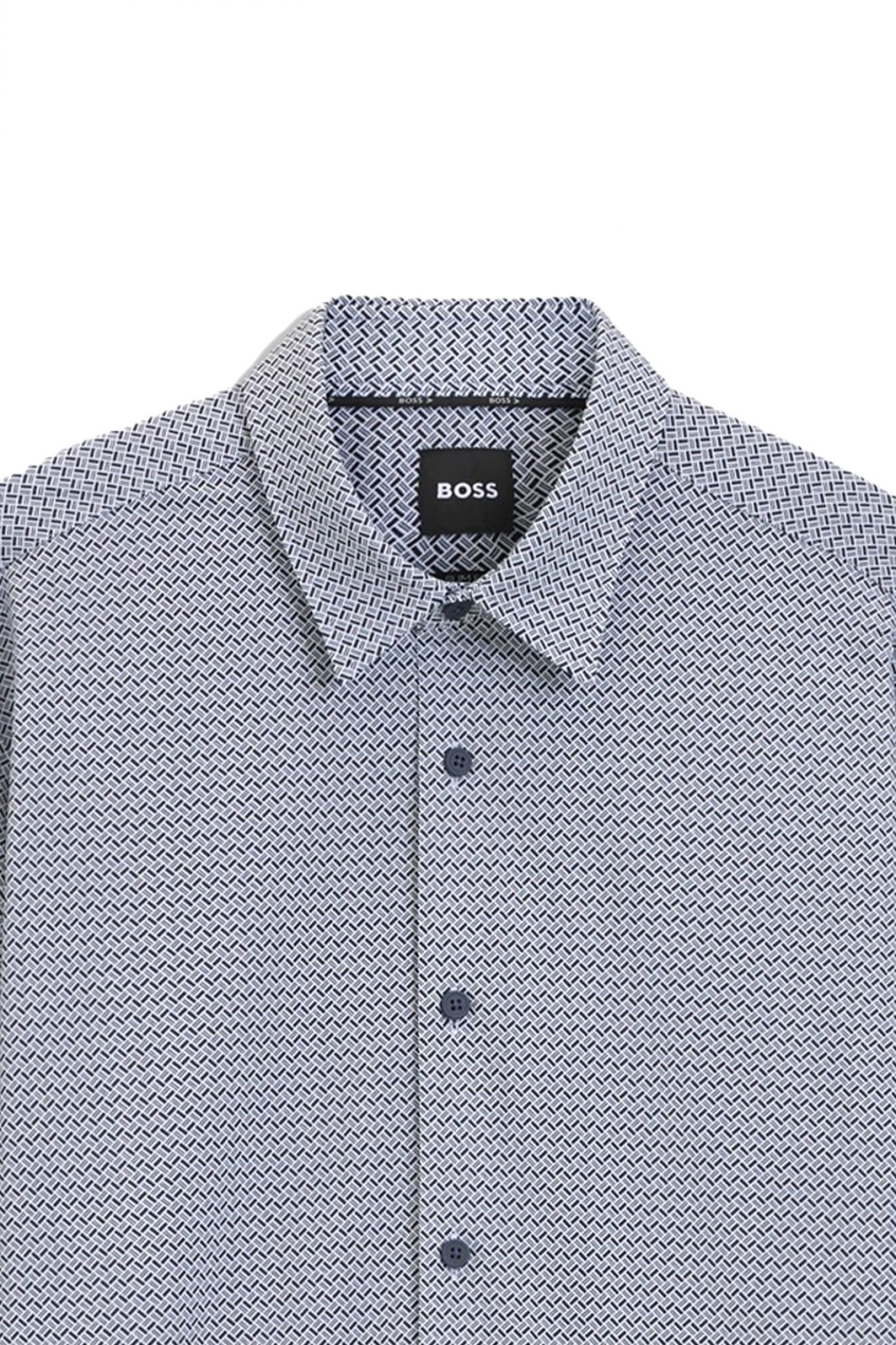 BOSS PERFORMANCE ΠΟΥΚΑΜΙΣΟ ΜΚΡΟΣΧΕΔΙΟ SLIM FIT P-ROAN-KENT-C1-233 ΜΠΛΕ