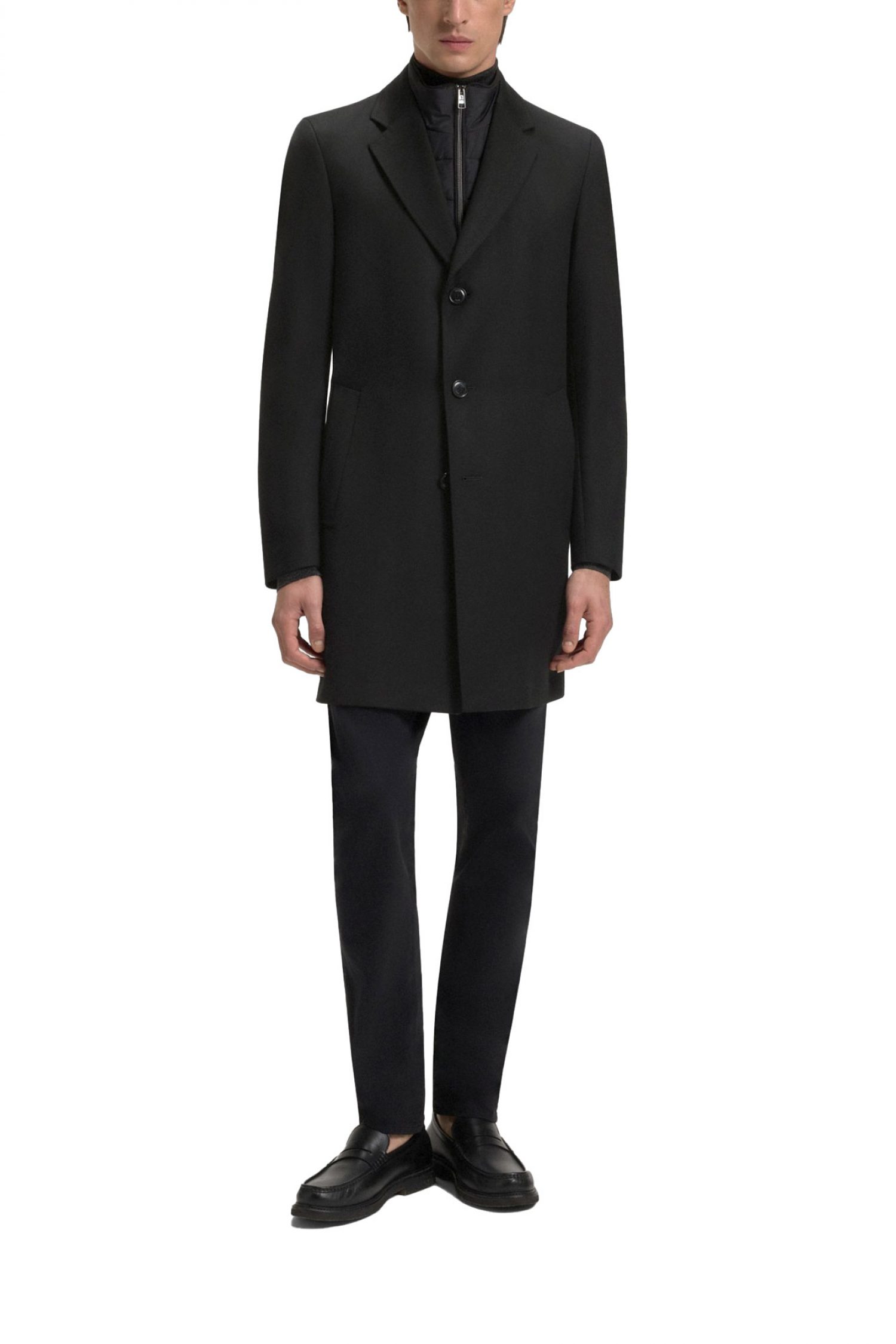 BOSS ΠΑΛΤΟ ΑΠΟΣΠΩΜΕΝΟΣ ΘΩΡΑΚΑΣ H-HYDE-J-BIB-254 ΜΑΥΡΟ