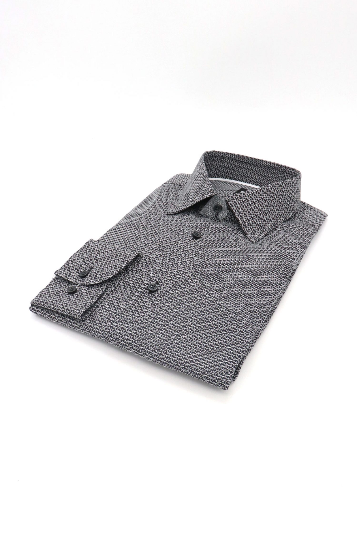 BOSS ΠΟΥΚΑΜΙΣΟ ΜΙΚΡΟΣΧΕΔΙΟ SLIM FIT H-HANK-KENT-C1-214 ΜΑΥΡΟ