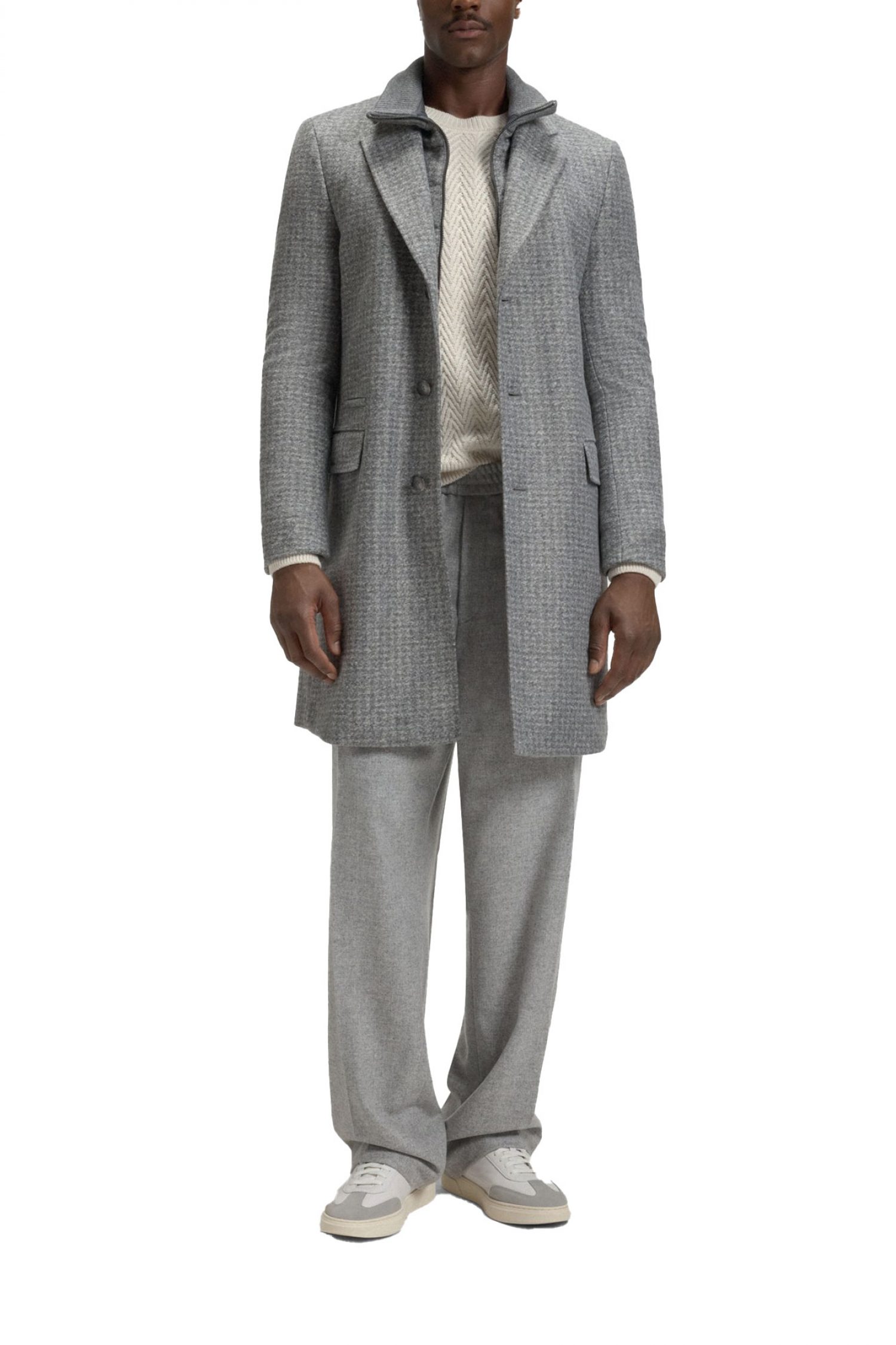 BOSS ΠΑΛΤΟ ΑΠΟΣΠΩΜΕΝΟΣ ΘΩΡΑΚΑΣ H-HYDE-J-BIB-PAD-254 ΓΚΡΙ