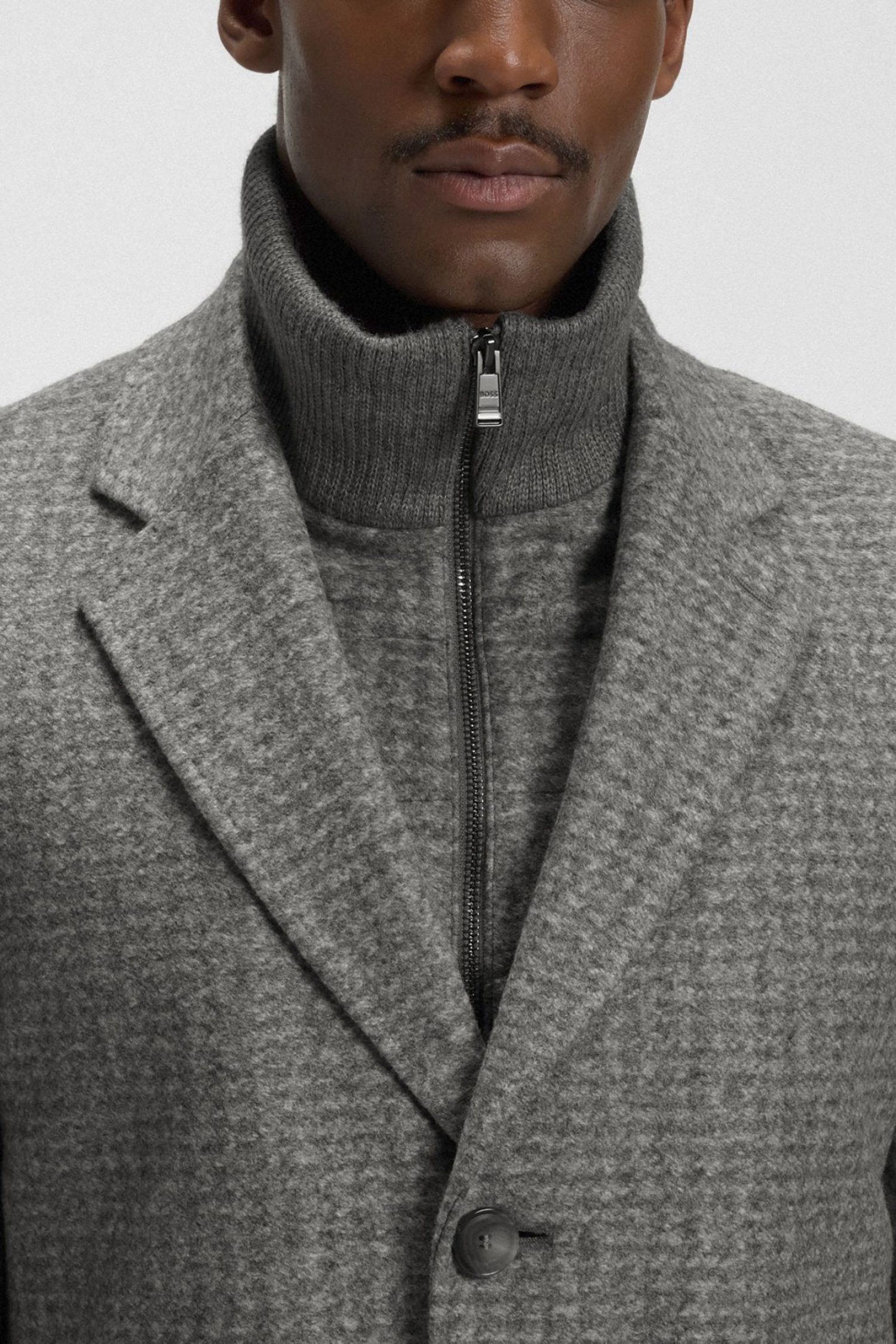 BOSS ΠΑΛΤΟ ΑΠΟΣΠΩΜΕΝΟΣ ΘΩΡΑΚΑΣ H-HYDE-J-BIB-PAD-254 ΓΚΡΙ