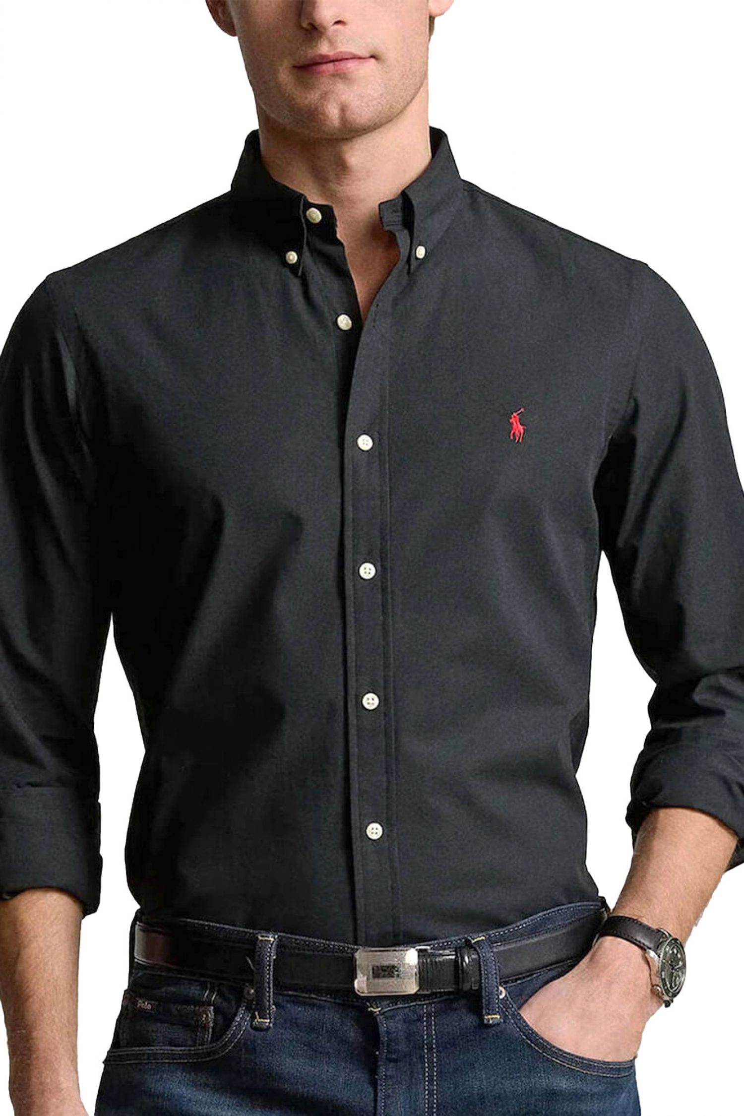 RALPH LAUREN ΠΟΥΚΑΜΙΣΟ BUTTON DOWN SLIM FIT ΜΑΥΡΟ