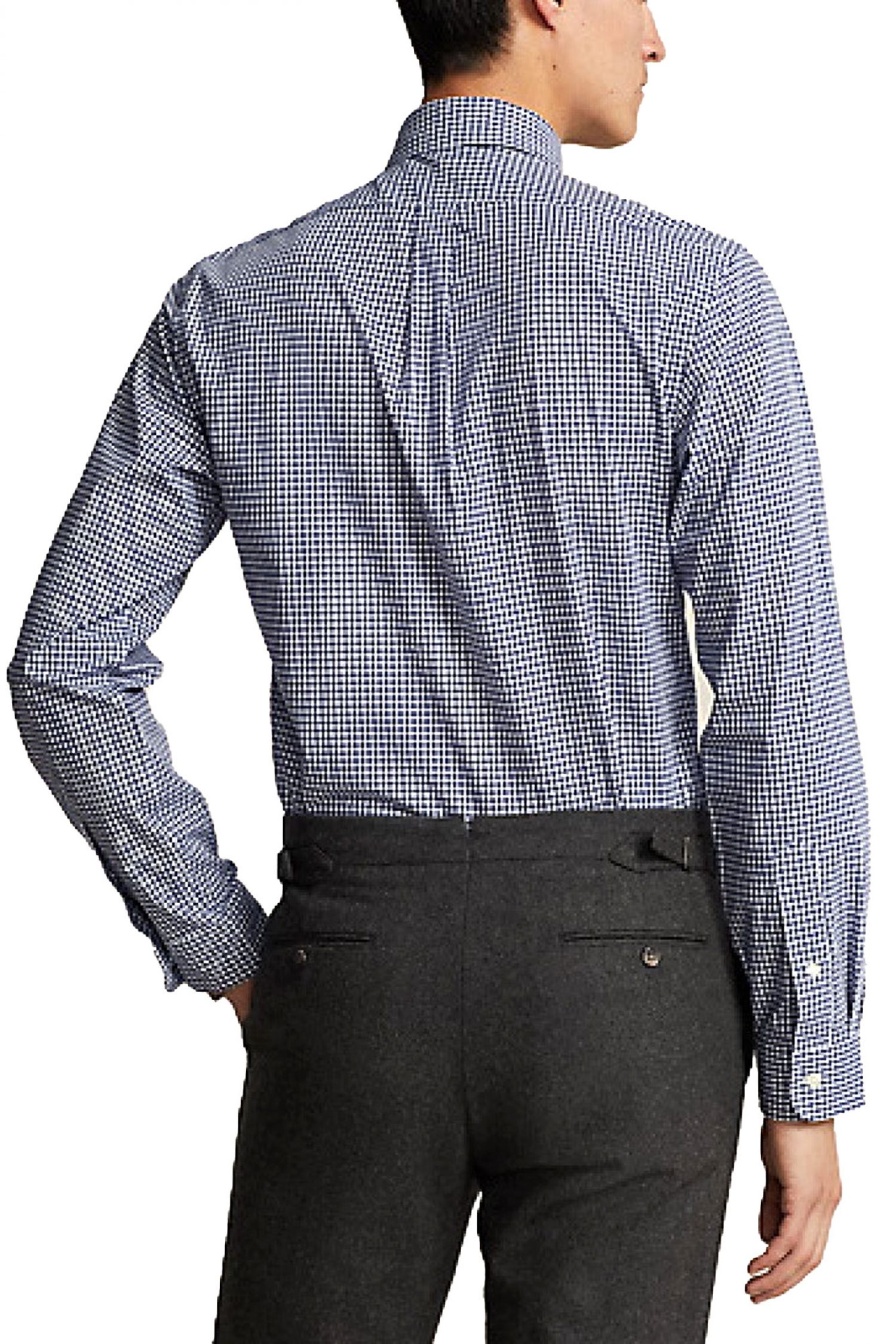 RALPH LAUREN ΠΟΥΚΑΜΙΣΟ BUTTON DOWN ΚΑΡΩ CUSTOM FIT ΜΠΛΕ-ΛΕΥΚΟ