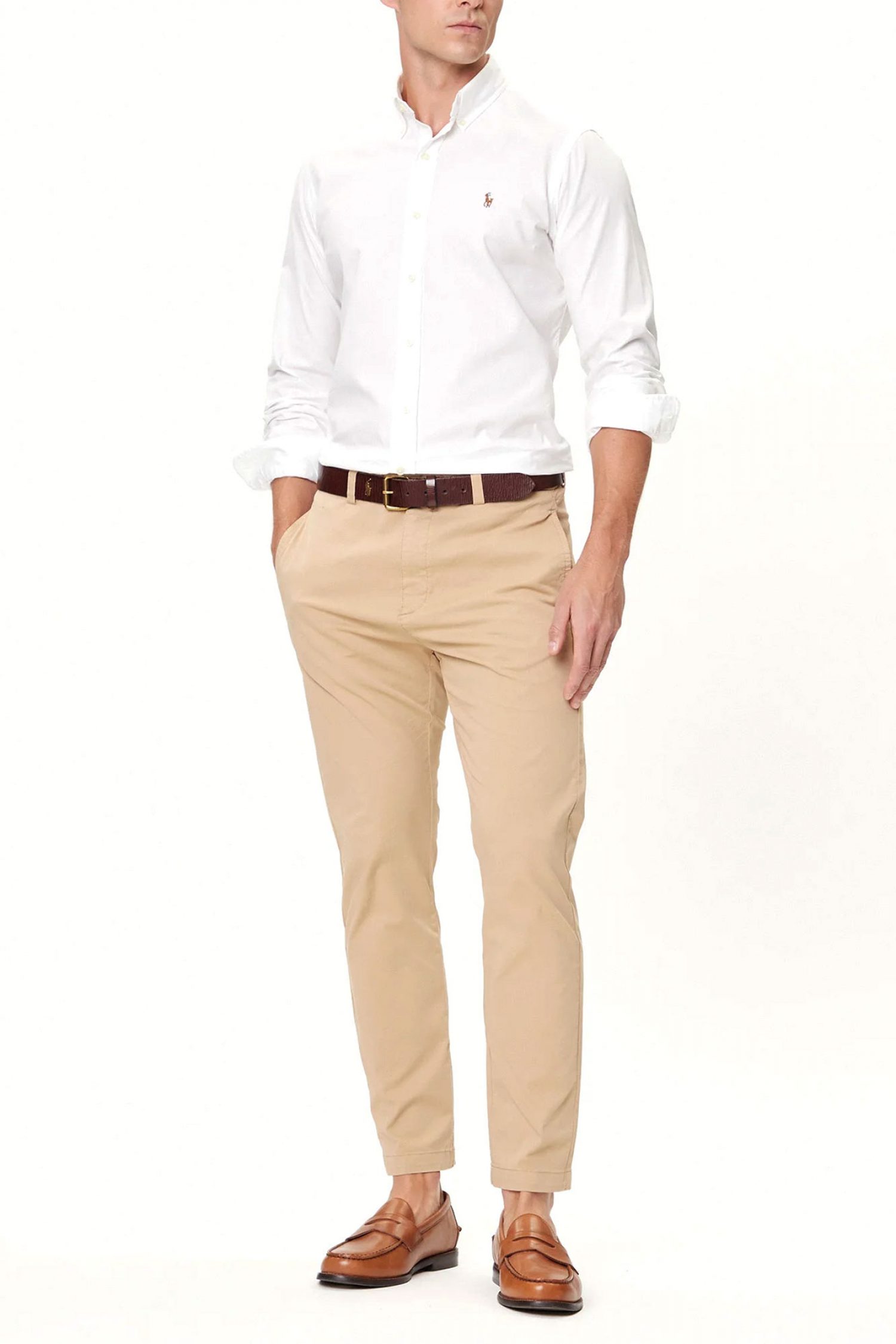 RALPH LAUREN ΠΟΥΚΑΜΙΣΟ BUTTON DOWN CUSTOM FIT LOGO ΛΕΥΚΟ