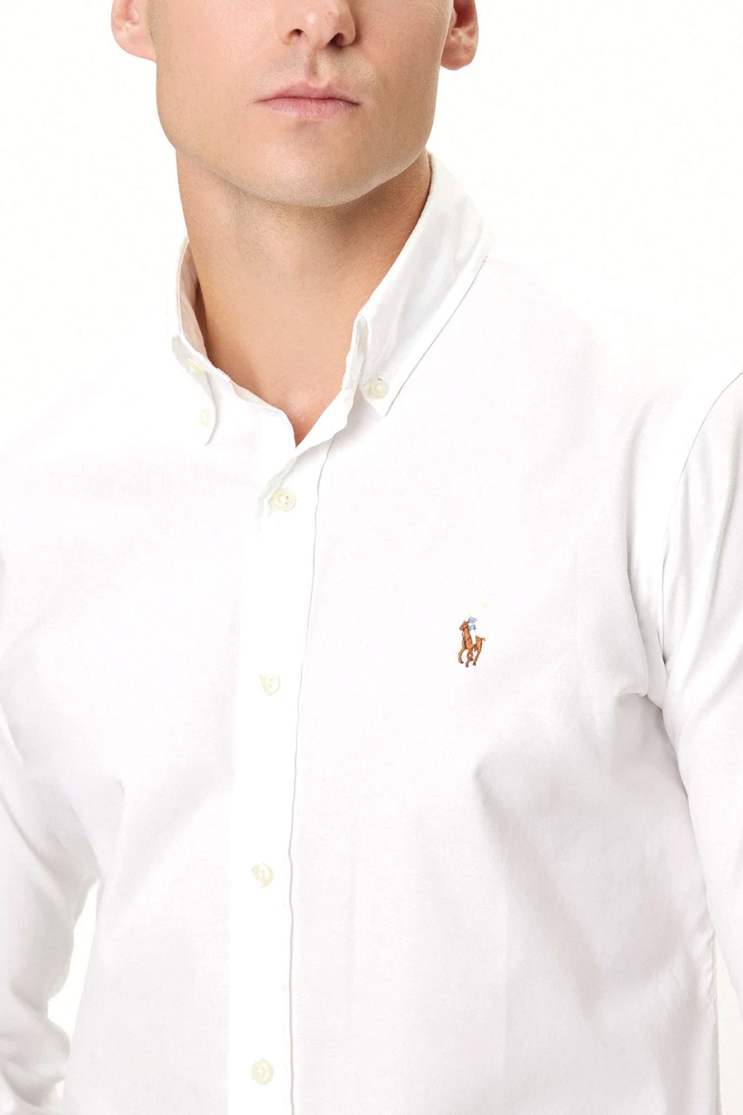 RALPH LAUREN ΠΟΥΚΑΜΙΣΟ BUTTON DOWN CUSTOM FIT LOGO ΛΕΥΚΟ