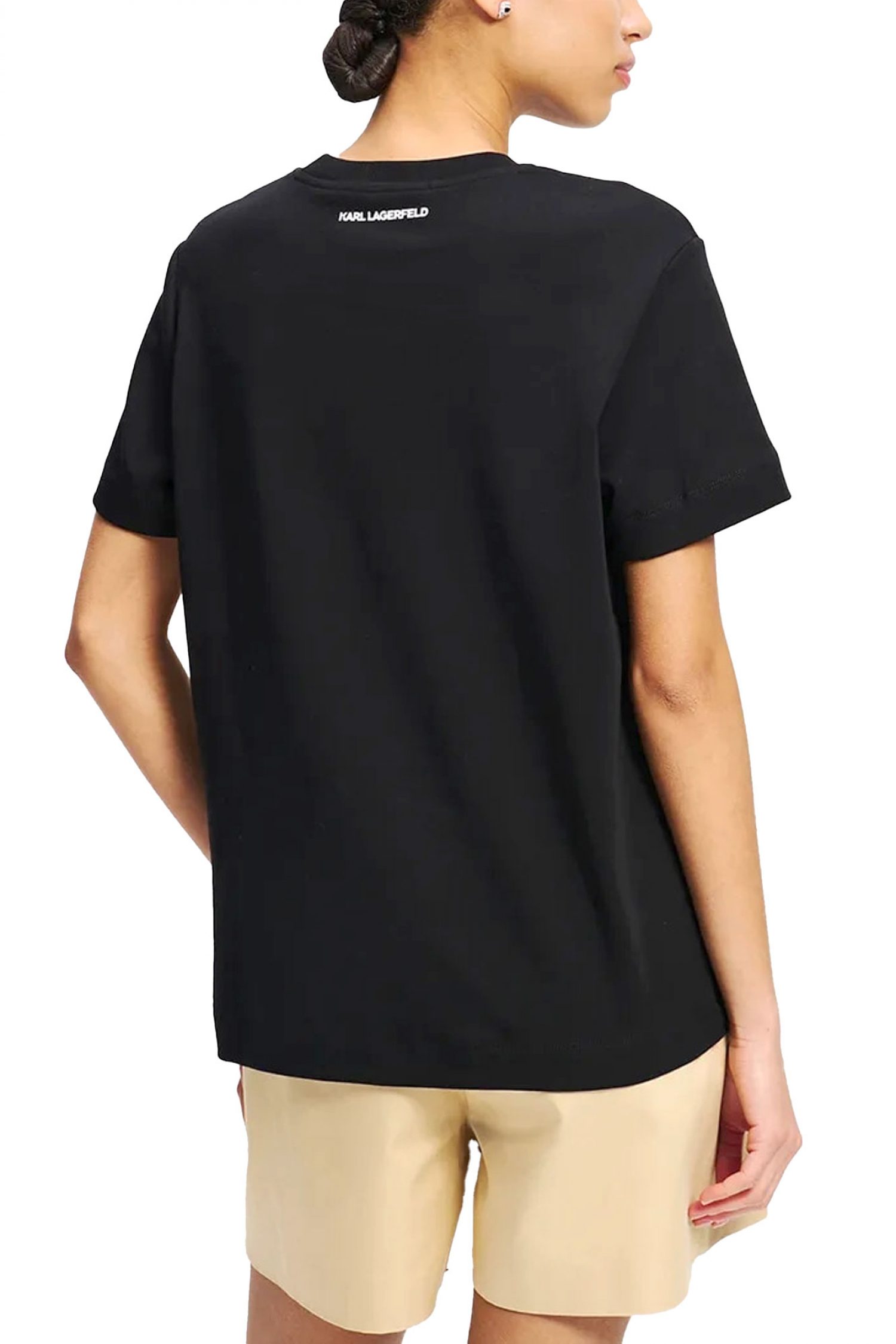 KARL LAGERFELD T-SHIRT REGULAR FIT IKON AQUARELLE LOGO ΜΑΥΡΟ