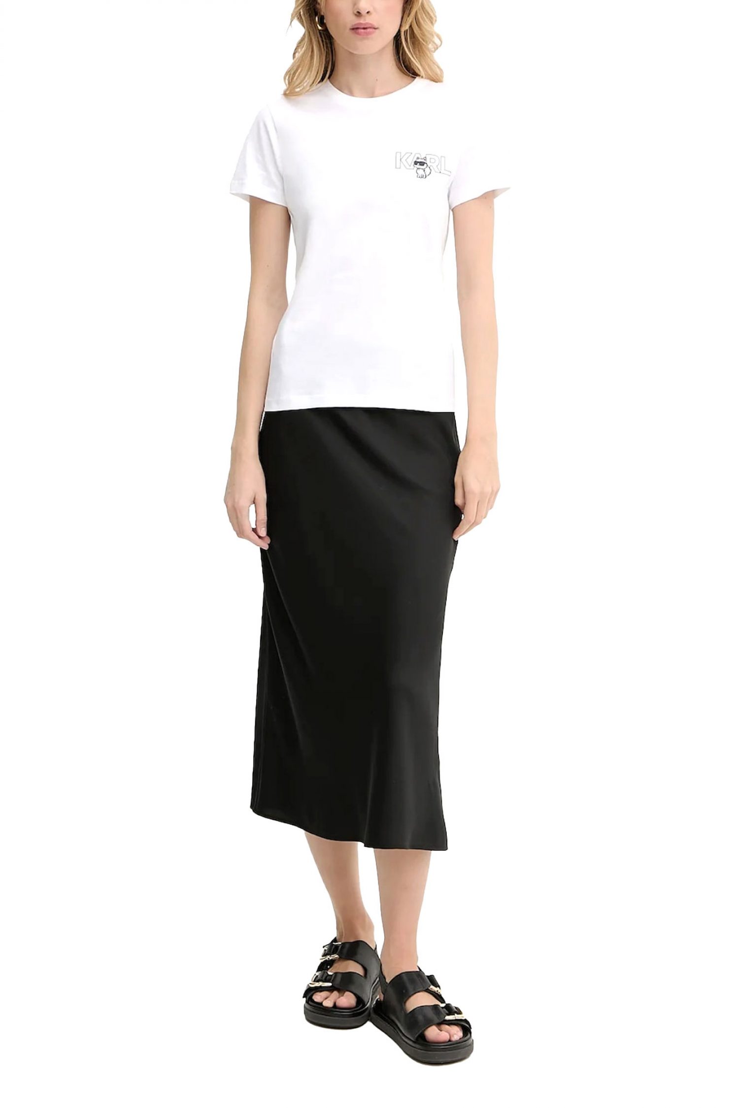 KARL LAGERFELD T-SHIRT CREW NECK IKON SEASONAL LOGO ΛΕΥΚΟ