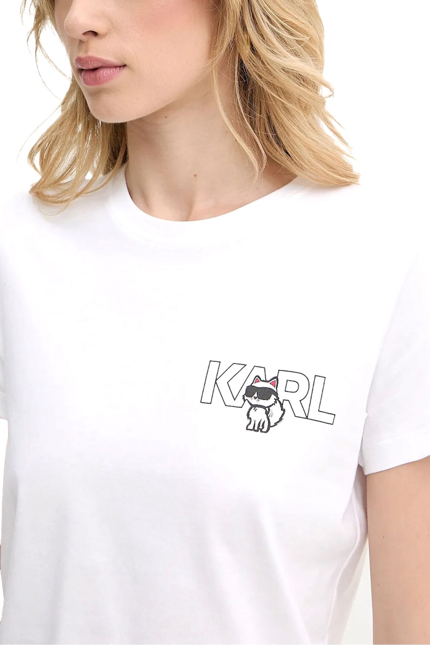 KARL LAGERFELD T-SHIRT CREW NECK IKON SEASONAL LOGO ΛΕΥΚΟ