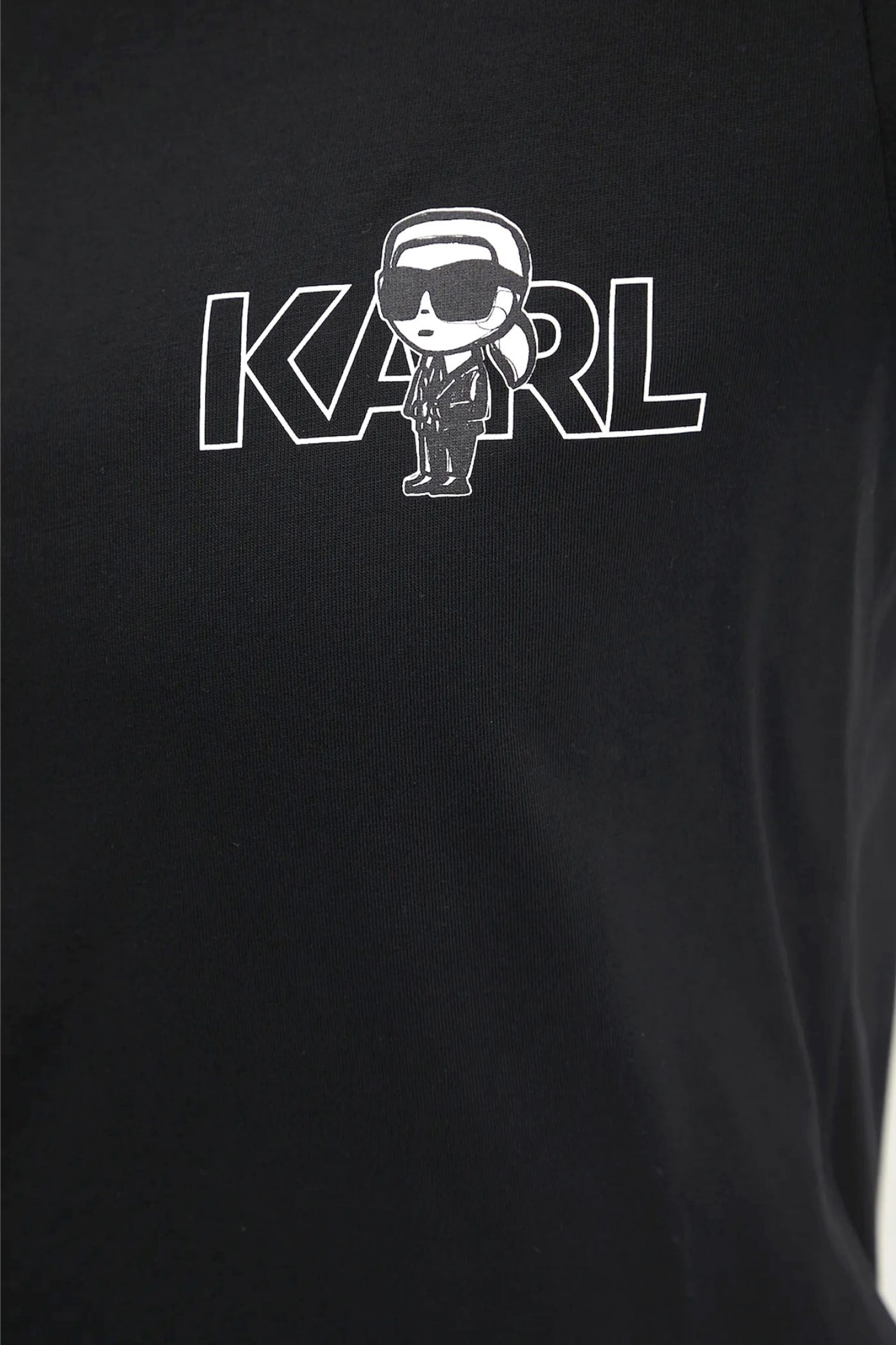 KARL LAGERFELD T-SHIRT CREW NECK IKON SEASONAL SLIM FIT LOGO ΜΑΥΡΟ