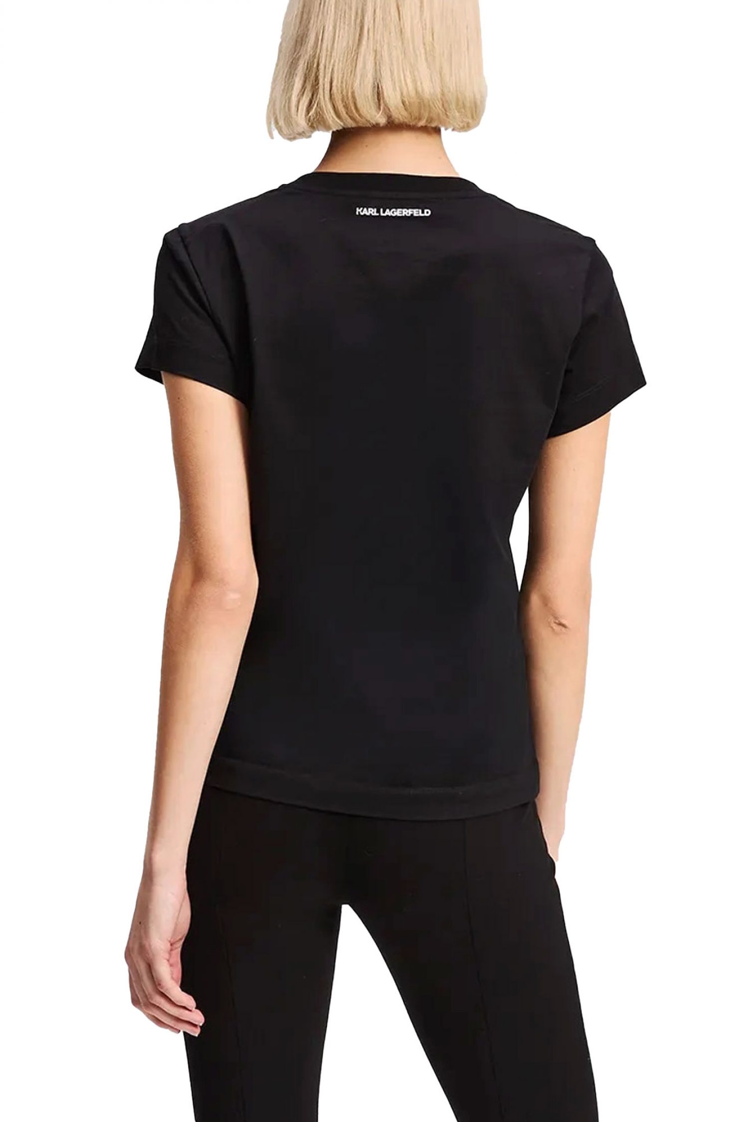 KARL LAGERFELD T-SHIRT V-NECK REGULAR FIT LOGO ΜΑΥΡΟ