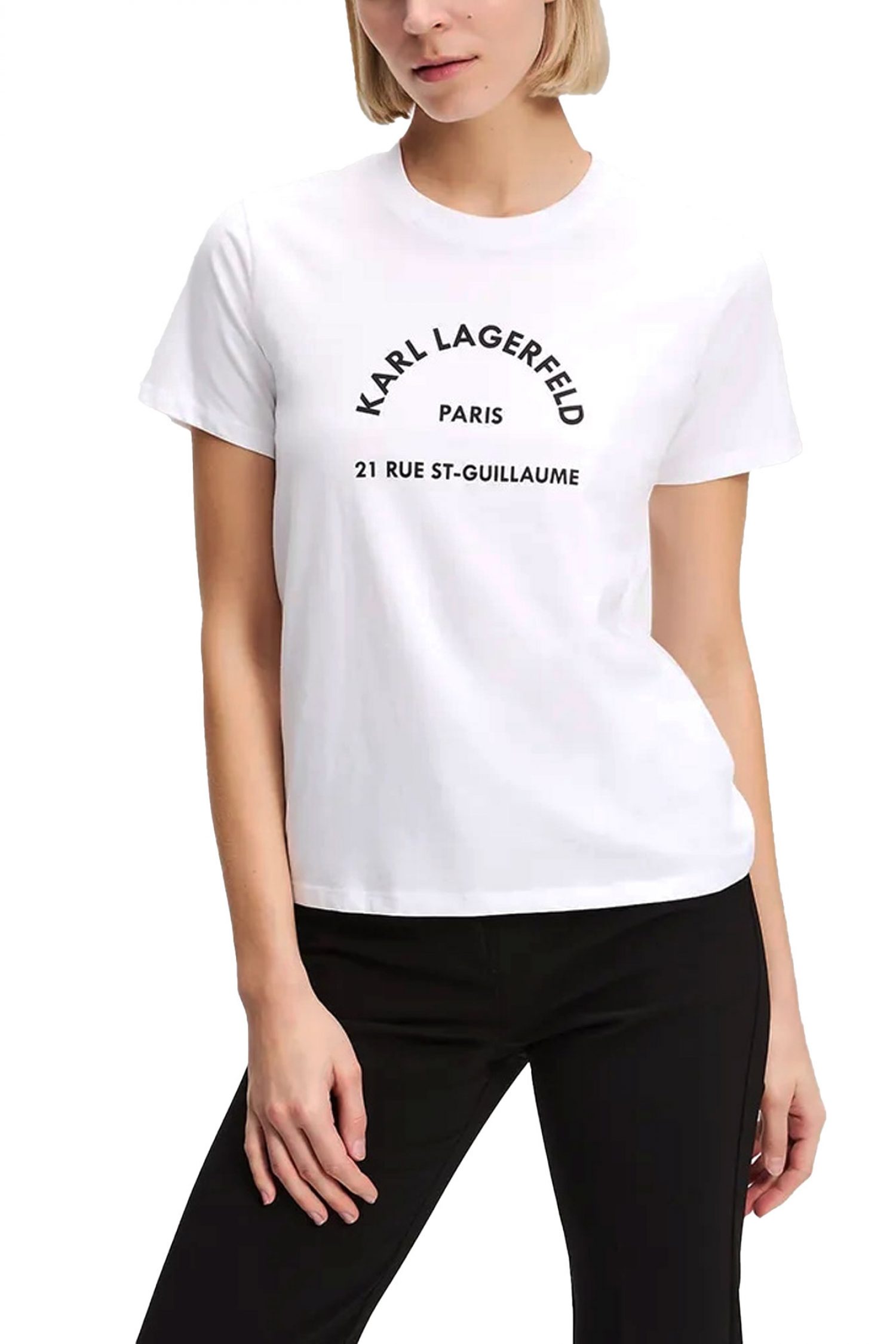 KARL LAGERFELD T-SHIRT CREW NECK REGULAR FIT LOGO ΛΕΥΚΟ