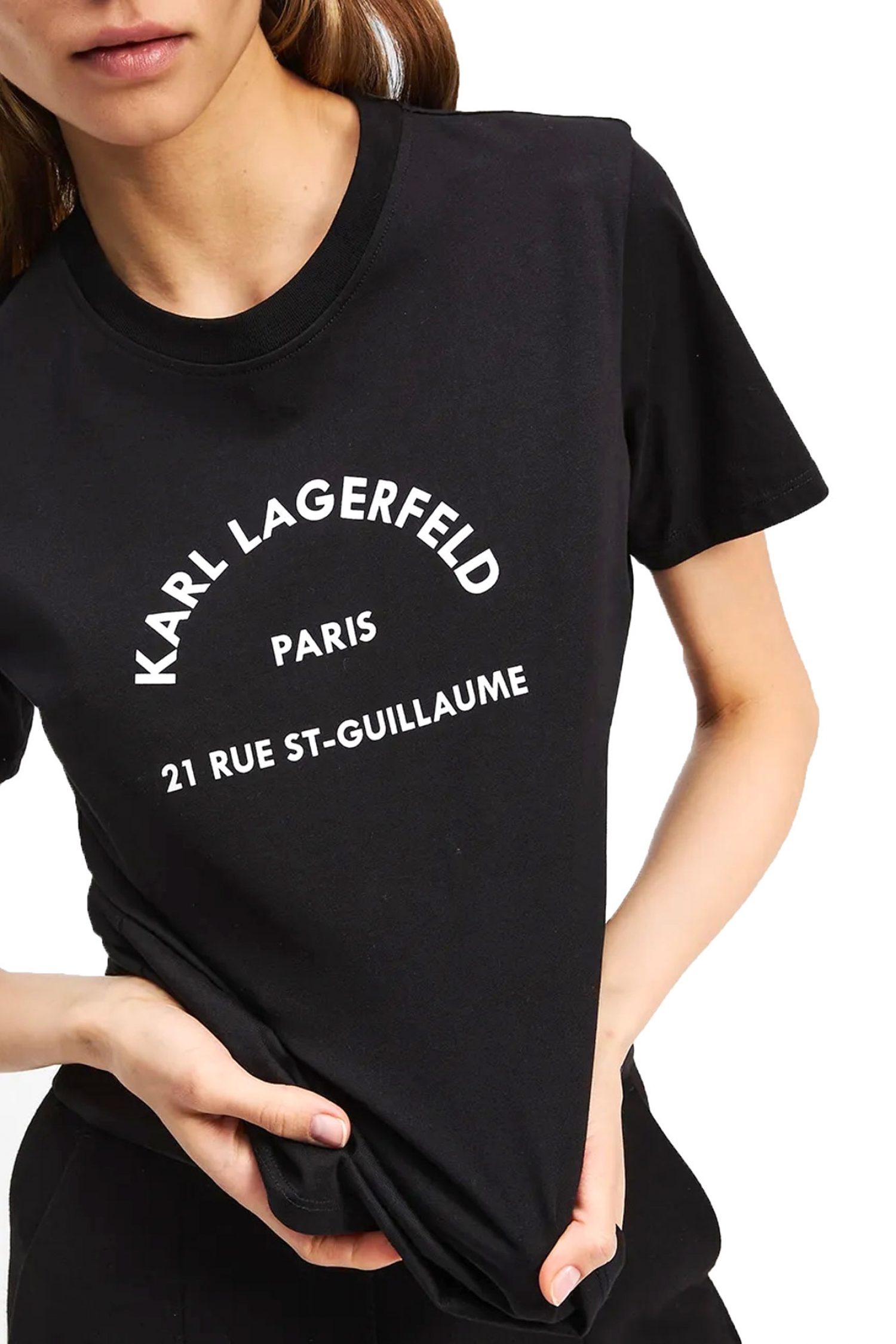 KARL LAGERFELD T-SHIRT CREW NECK REGULAR FIT LOGO ΜΑΥΡΟ