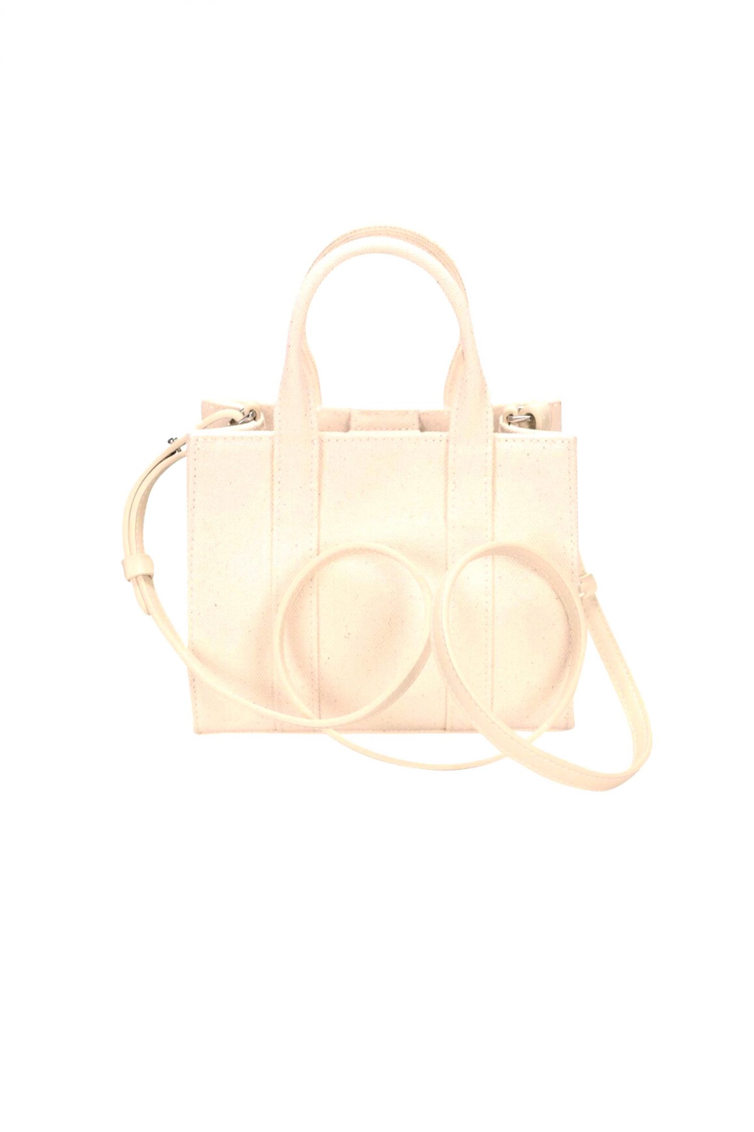 KARL LAGERFELD ΤΣΑΝΤΑ SQUARE MINI TOTE ΚΑΜΒΑΣ LOGO ΕΚΡΟΥ