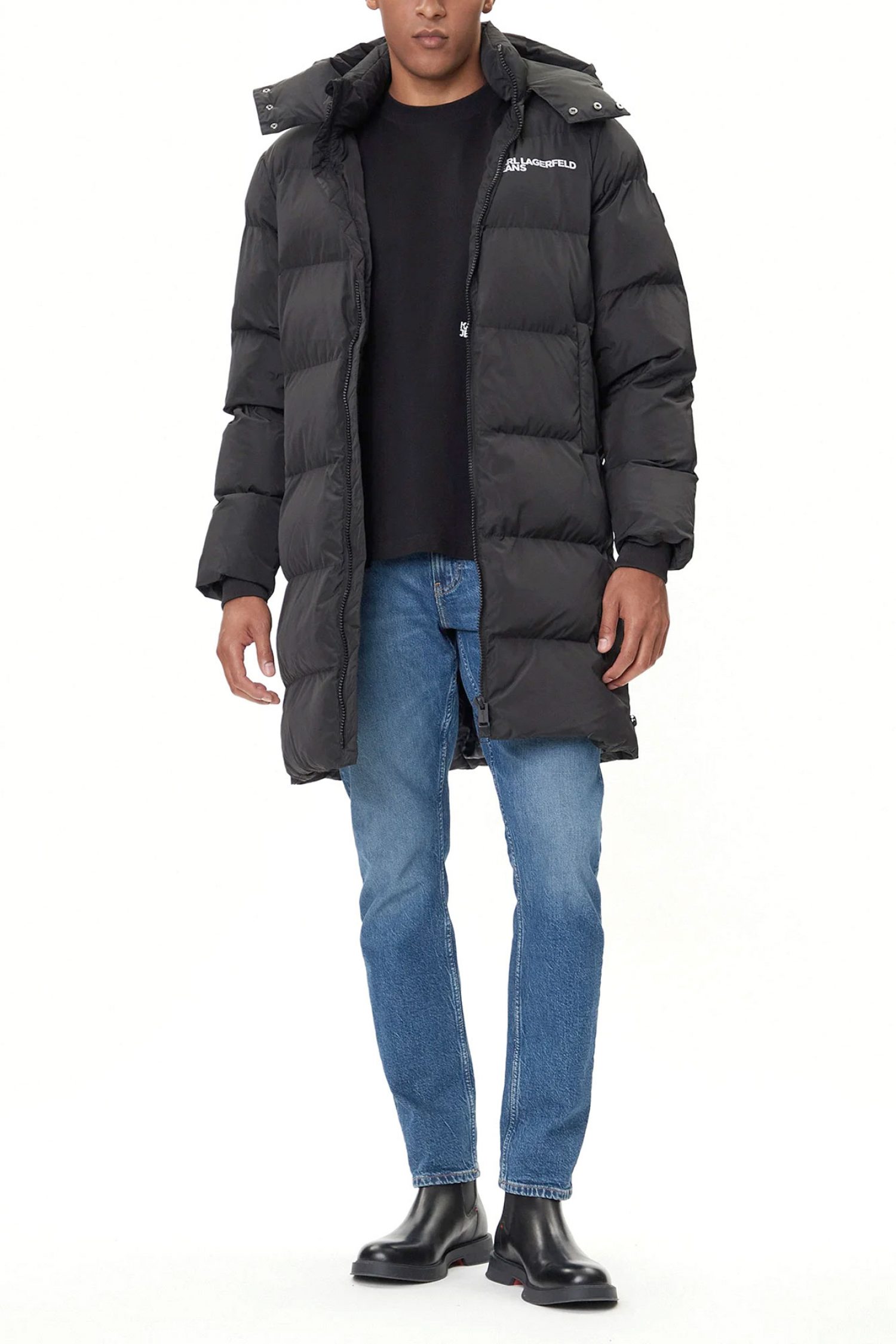 KARL LAGERFELD JEANS ΜΠΟΥΦΑΝ LONG PUFFER ΜΑΥΡΟ