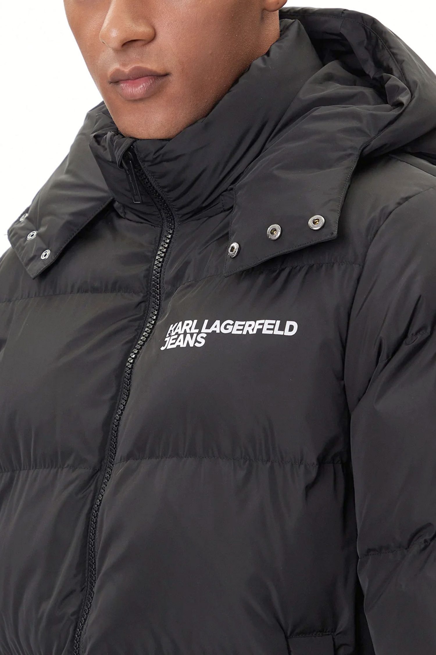 KARL LAGERFELD JEANS ΜΠΟΥΦΑΝ LONG PUFFER ΜΑΥΡΟ