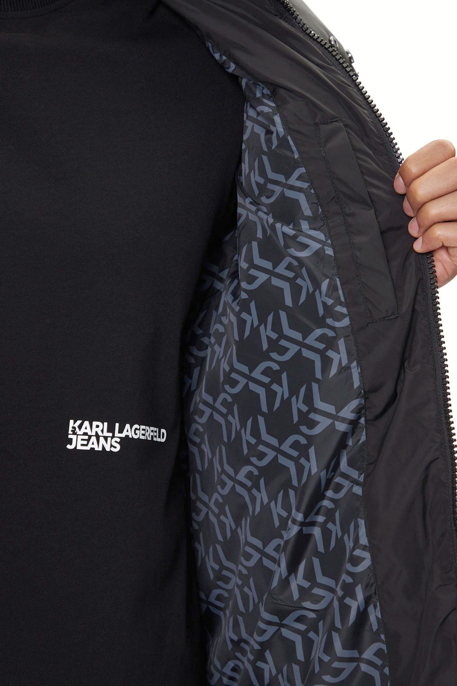 KARL LAGERFELD JEANS ΜΠΟΥΦΑΝ LONG PUFFER ΜΑΥΡΟ