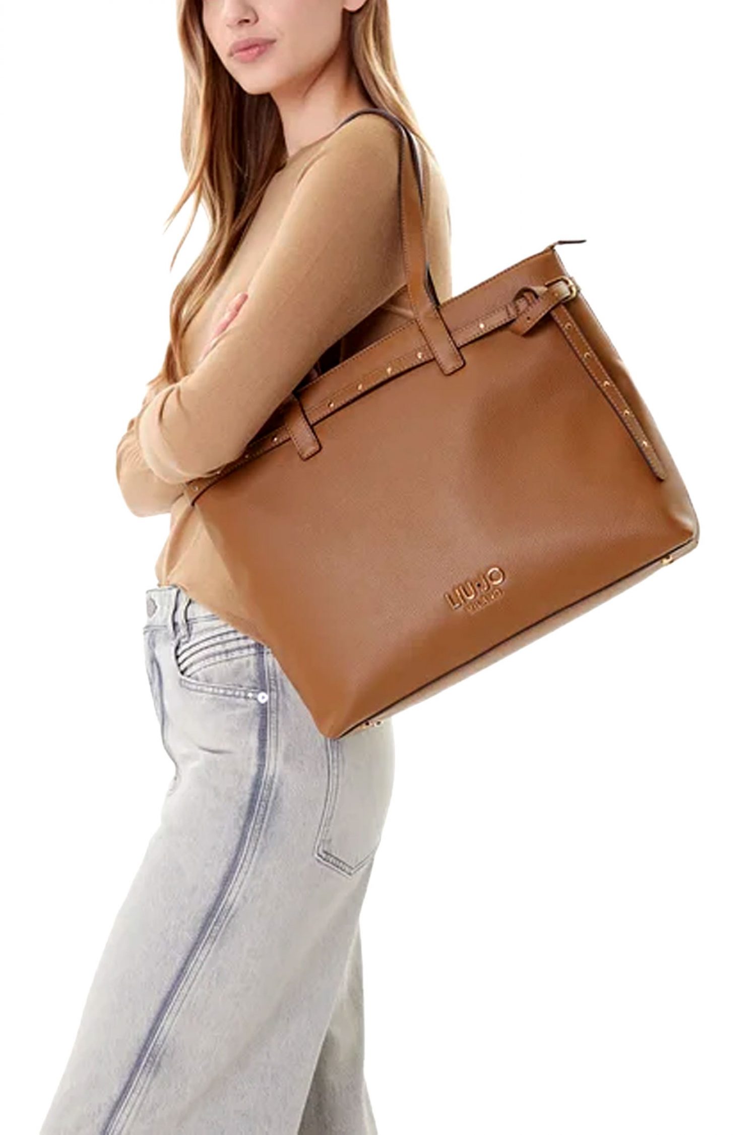 LIU-JO ΤΣΑΝΤΑ ΩΜΟΥ LOGO ΜΕΤΑΛΛΙΚΟ ΚΑΦΕ