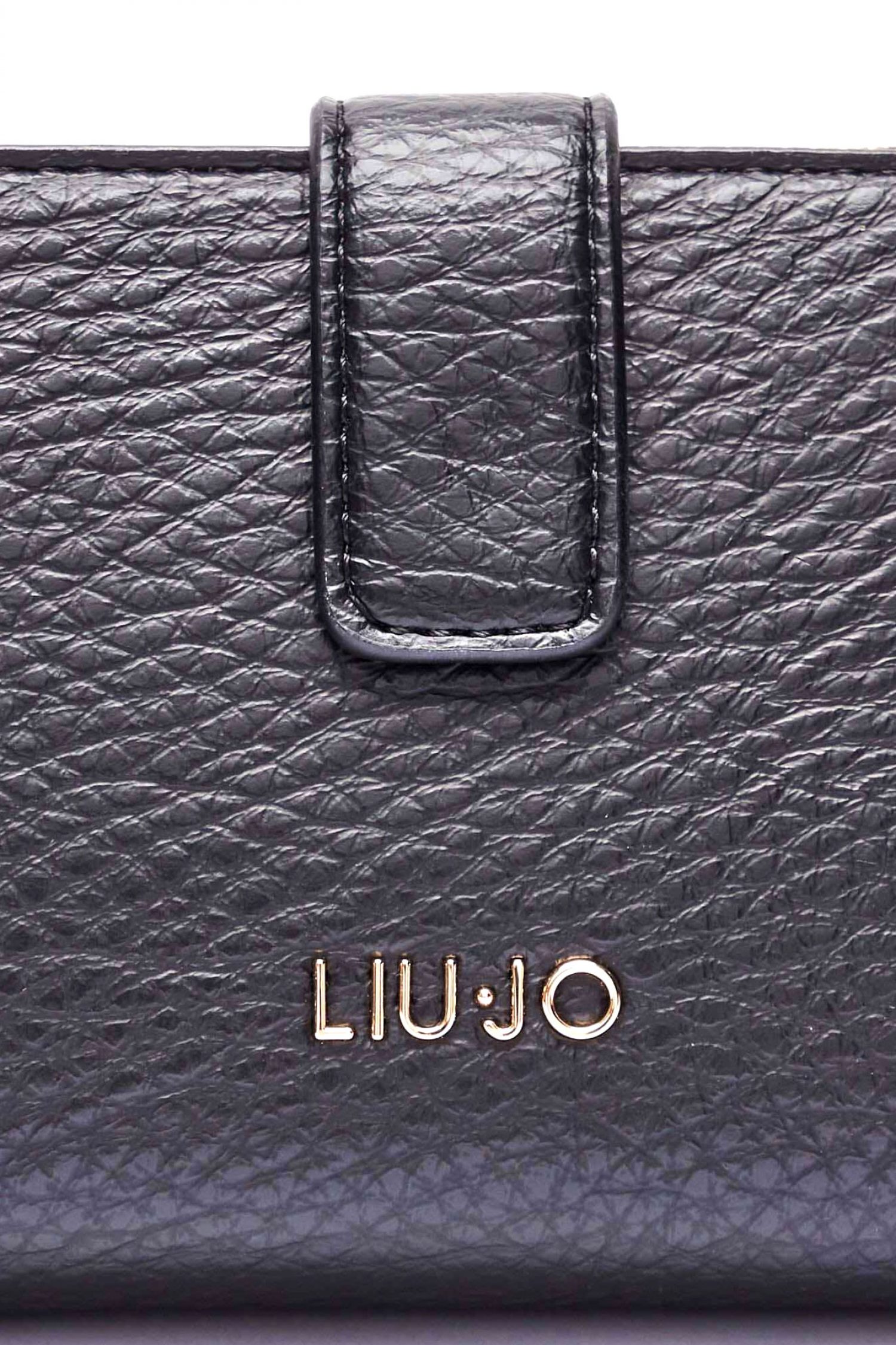 LIU-JO BETTER ΠΟΡΤΟΦΟΛΙ LOGO ΜΕΤΑΛΛΙΚΟ ΜΑΥΡΟ