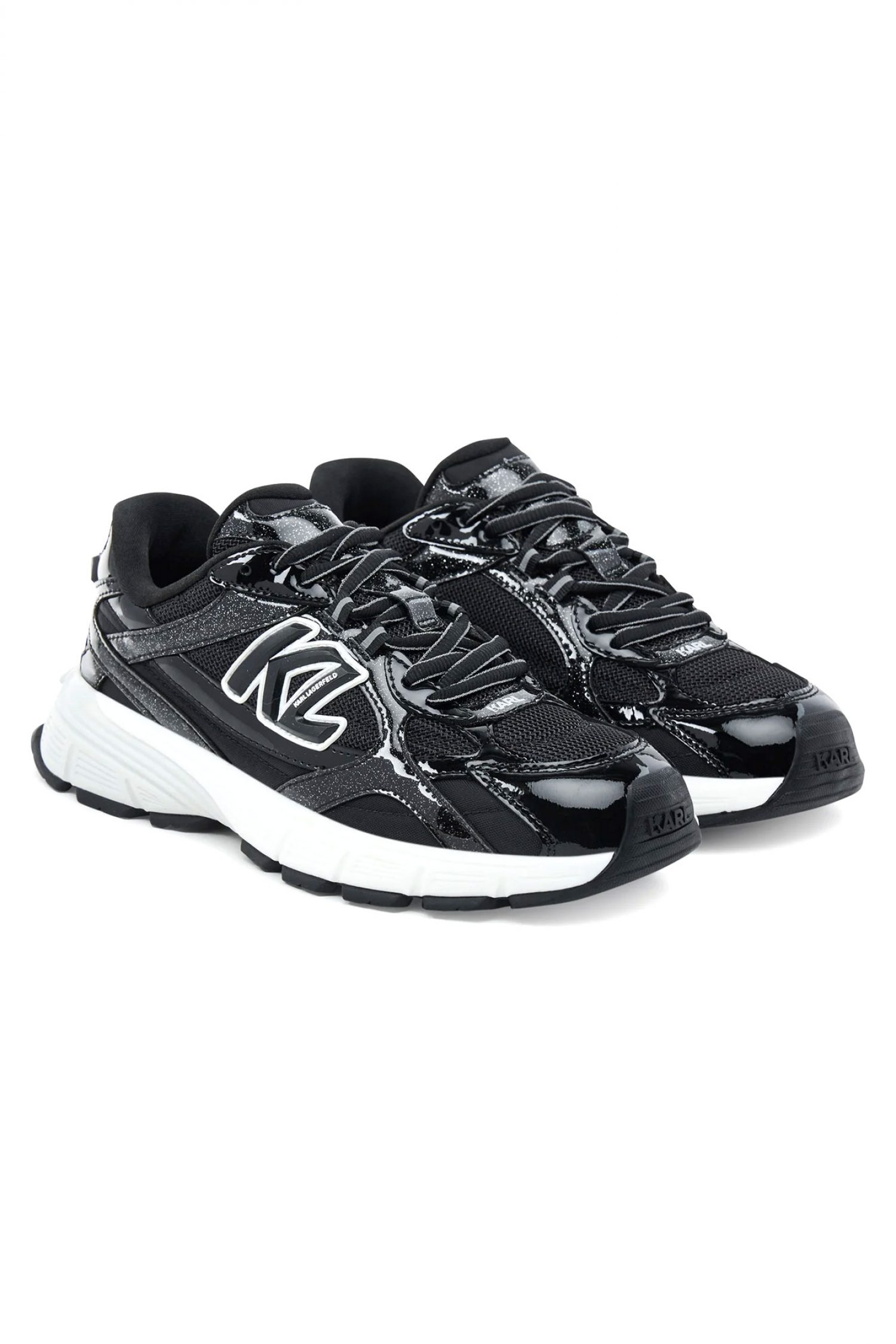 KARL LAGERFELD ΠΑΠΟΥΤΣΙΑ SNEAKERS ORION ΛΟΥΣΤΡΙΝΙ ΛΕΠΤΟΜΕΡΕΙΕΣ LOGO ΜΑΥΡΟ