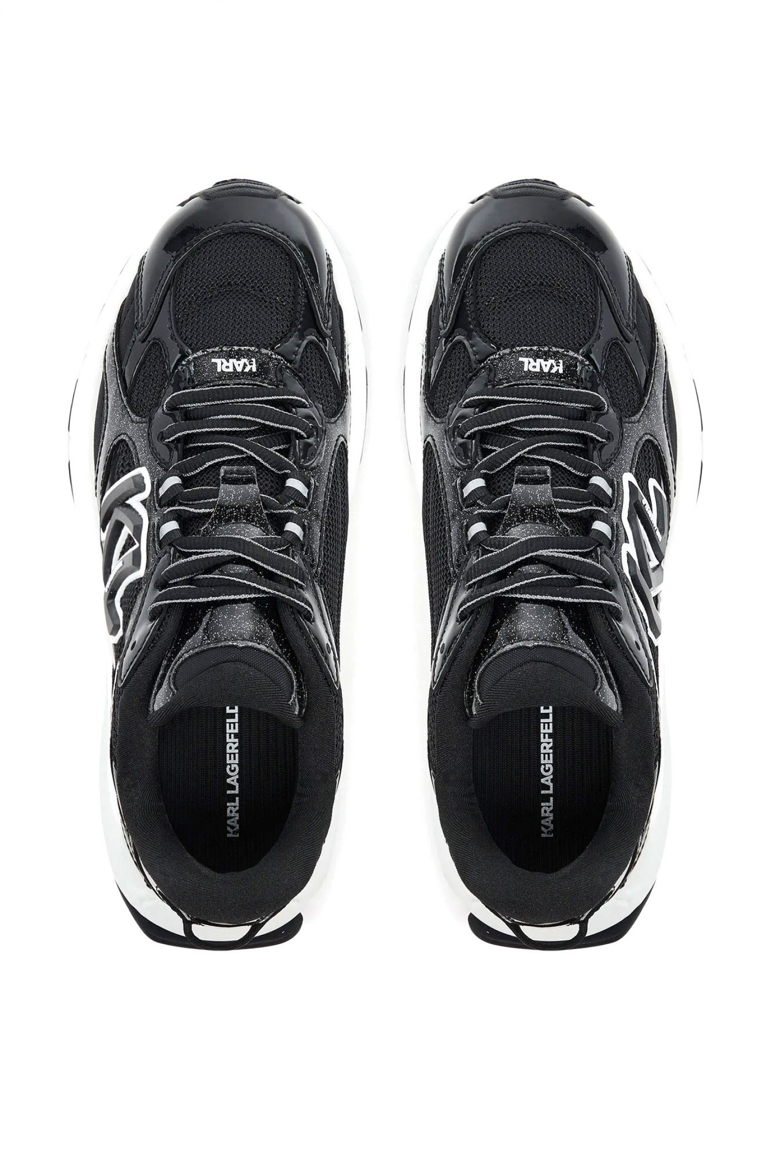 KARL LAGERFELD ΠΑΠΟΥΤΣΙΑ SNEAKERS ORION ΛΟΥΣΤΡΙΝΙ ΛΕΠΤΟΜΕΡΕΙΕΣ LOGO ΜΑΥΡΟ