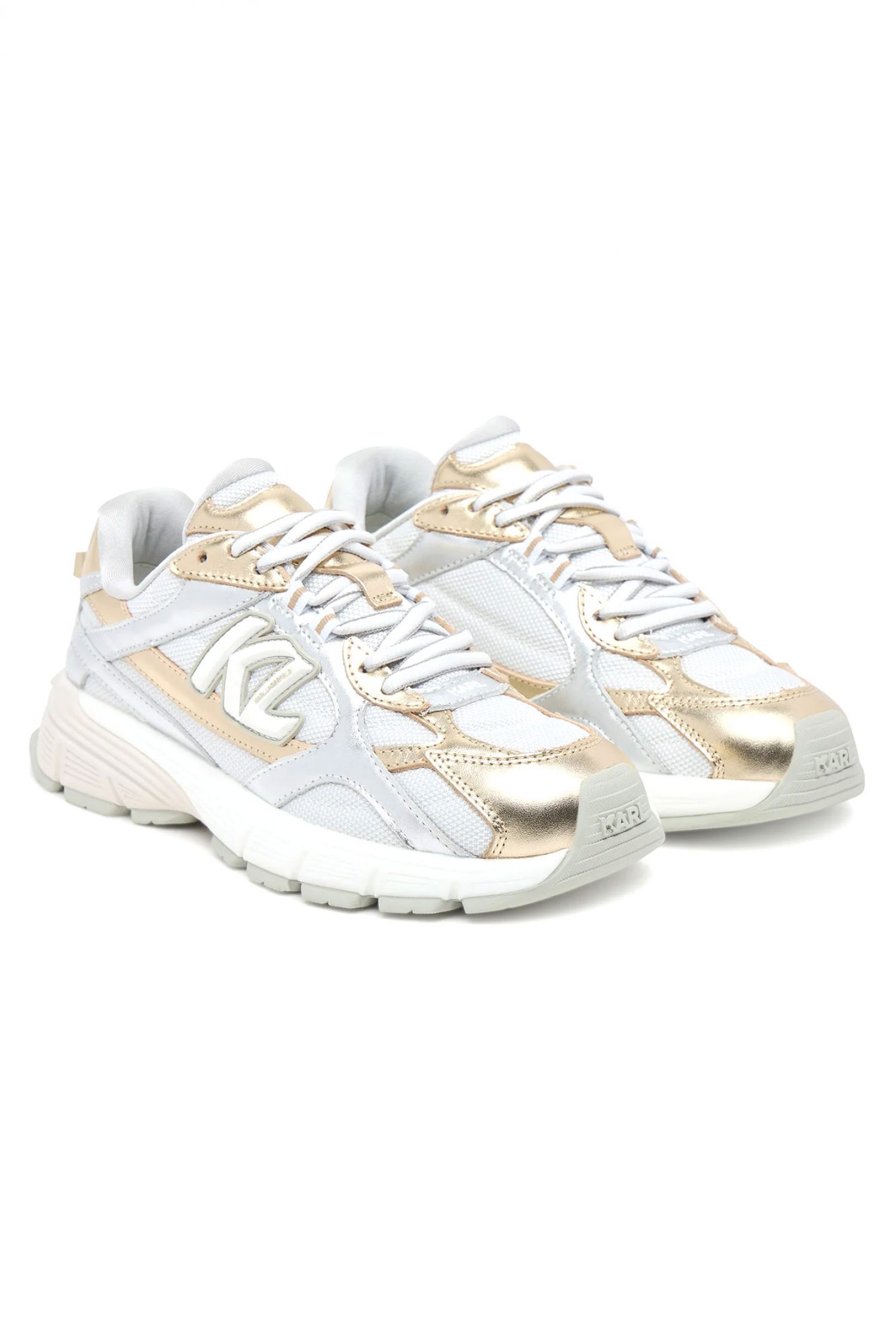 KARL LAGERFELD ΠΑΠΟΥΤΣΙΑ SNEAKERS ORION METAΛΛΙΚΕΣ ΛΕΠΤΟΜΕΡΕΙΕΣ ΛΑΜΨΗΣ LOGO ΛΕΥΚΟ/ΑΣΗΜΙ/ΧΡΥΣΟ φωτογραφία