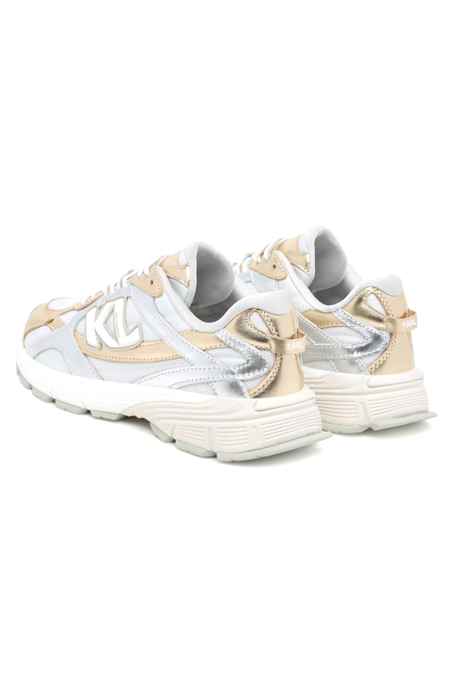 KARL LAGERFELD ΠΑΠΟΥΤΣΙΑ SNEAKERS ORION METAΛΛΙΚΕΣ ΛΕΠΤΟΜΕΡΕΙΕΣ ΛΑΜΨΗΣ LOGO ΛΕΥΚΟ/ΑΣΗΜΙ/ΧΡΥΣΟ φωτογραφία