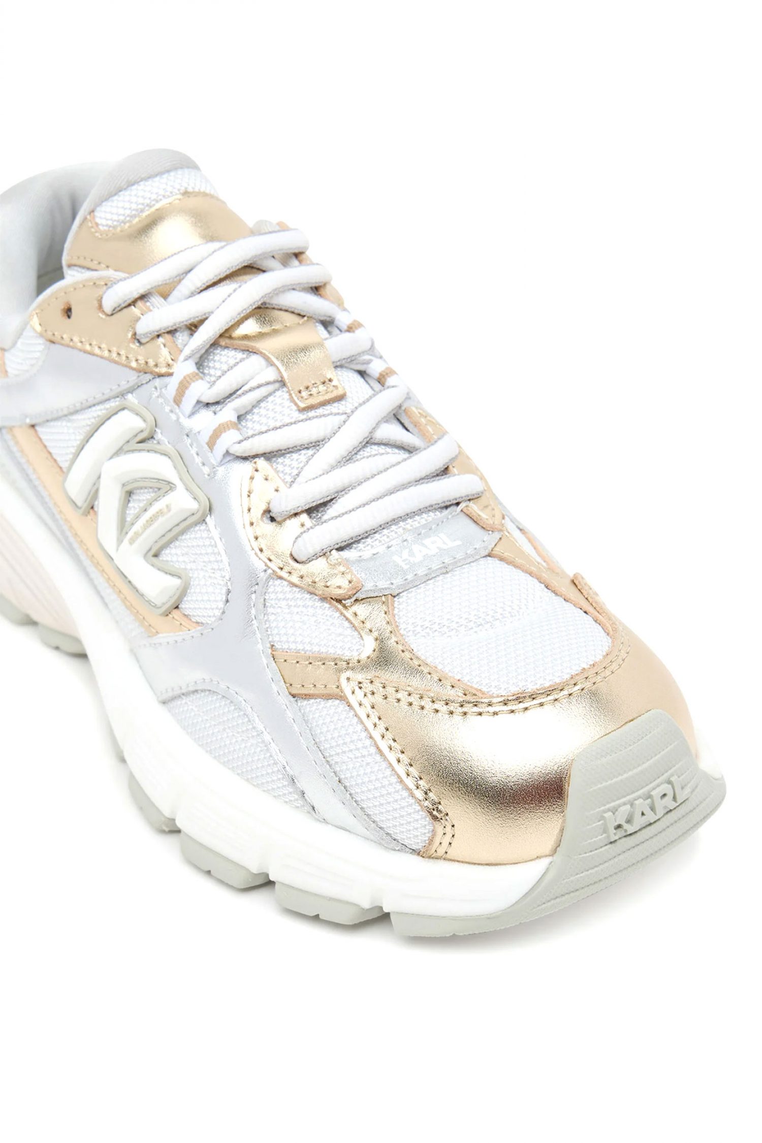 KARL LAGERFELD ΠΑΠΟΥΤΣΙΑ SNEAKERS ORION METAΛΛΙΚΕΣ ΛΕΠΤΟΜΕΡΕΙΕΣ ΛΑΜΨΗΣ LOGO ΛΕΥΚΟ/ΑΣΗΜΙ/ΧΡΥΣΟ φωτογραφία