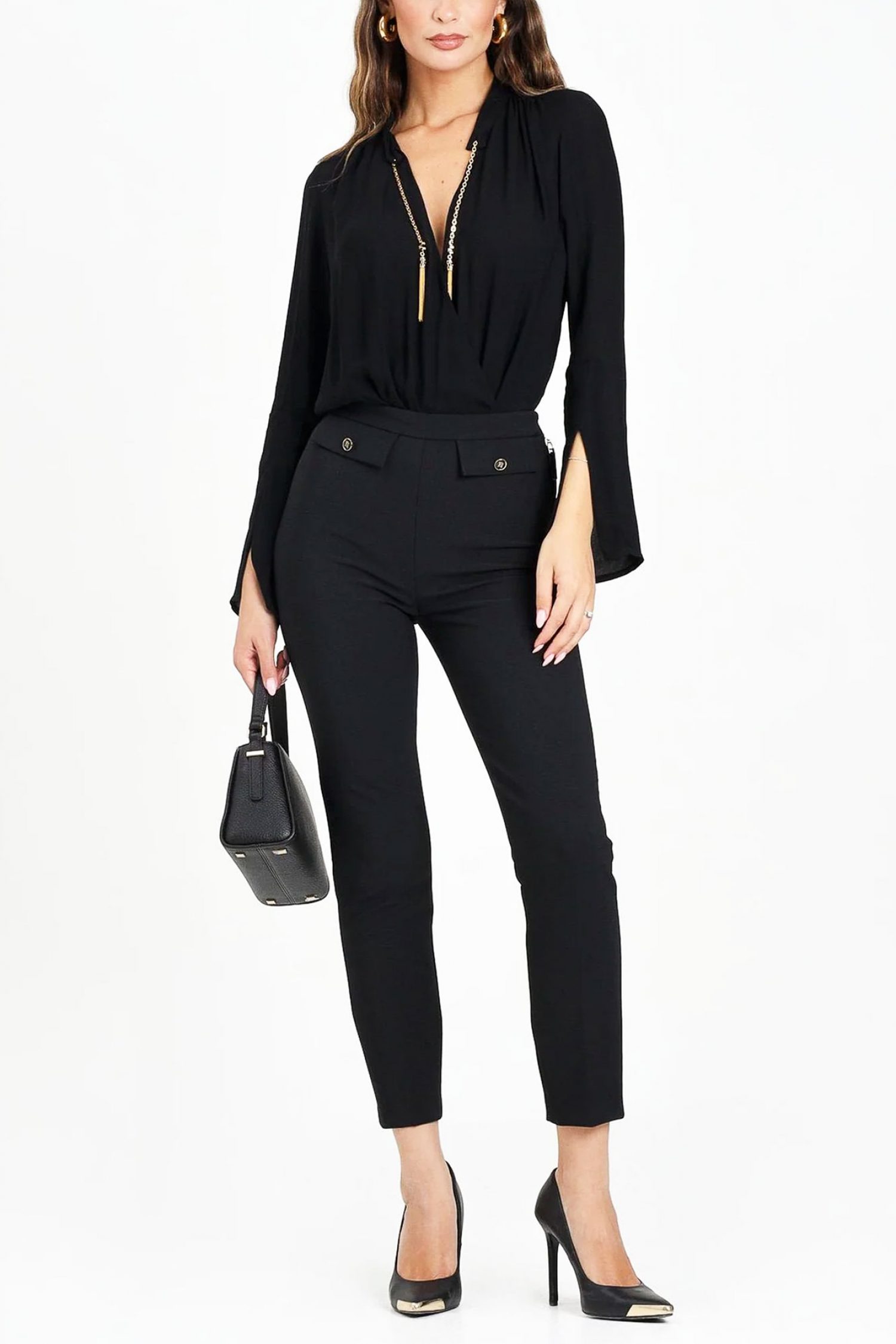 ELISABETTA FRANCHI ΠΑΝΤΕΛΟΝΙ ΦΕΡΜΟΥΑΡ ΠΛΑΙ ΜΑΥΡΟ φωτογραφία