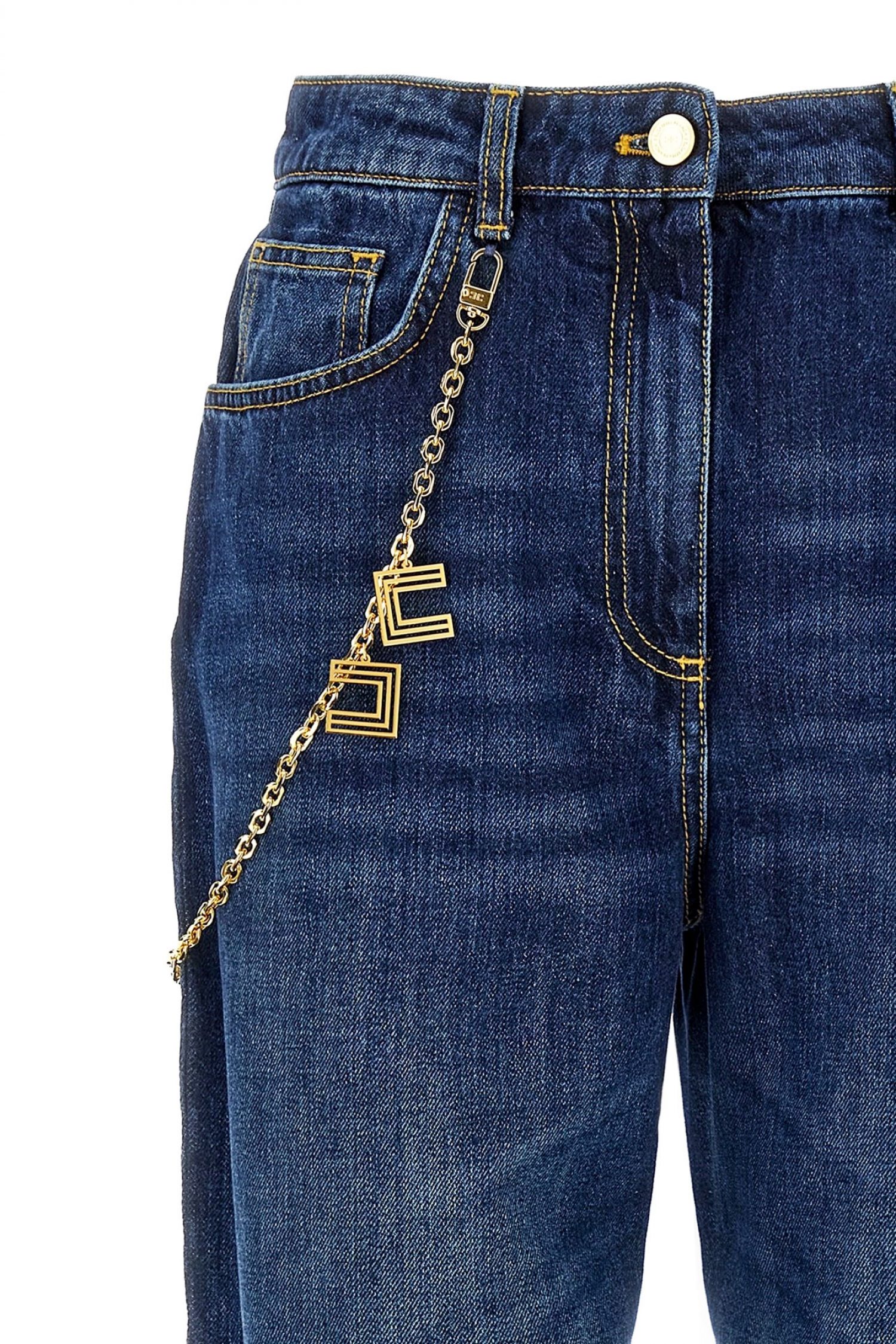 ELISABETTA FRANCHI ΠΑΝΤΕΛΟΝΙ JEANS ΑΠΟΣΠΩΜΕΝΗ ΑΛΥΣΙΔΑ ΜΠΛΕ