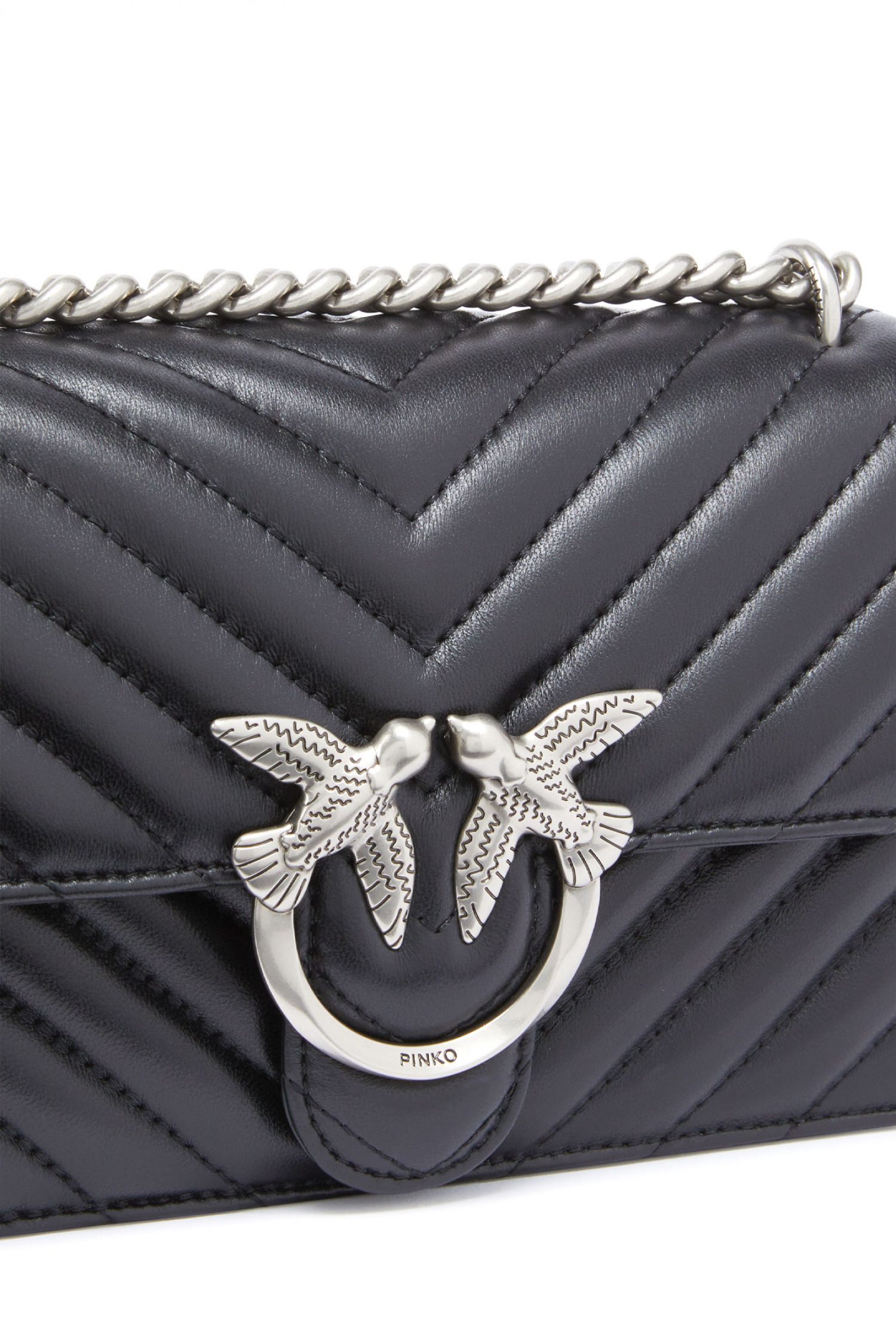 PINKO ΤΣΑΝΤΑΚΙ CROSS BODY LOVE ICON MINI DC ΜΑΥΡΟ-SILVER