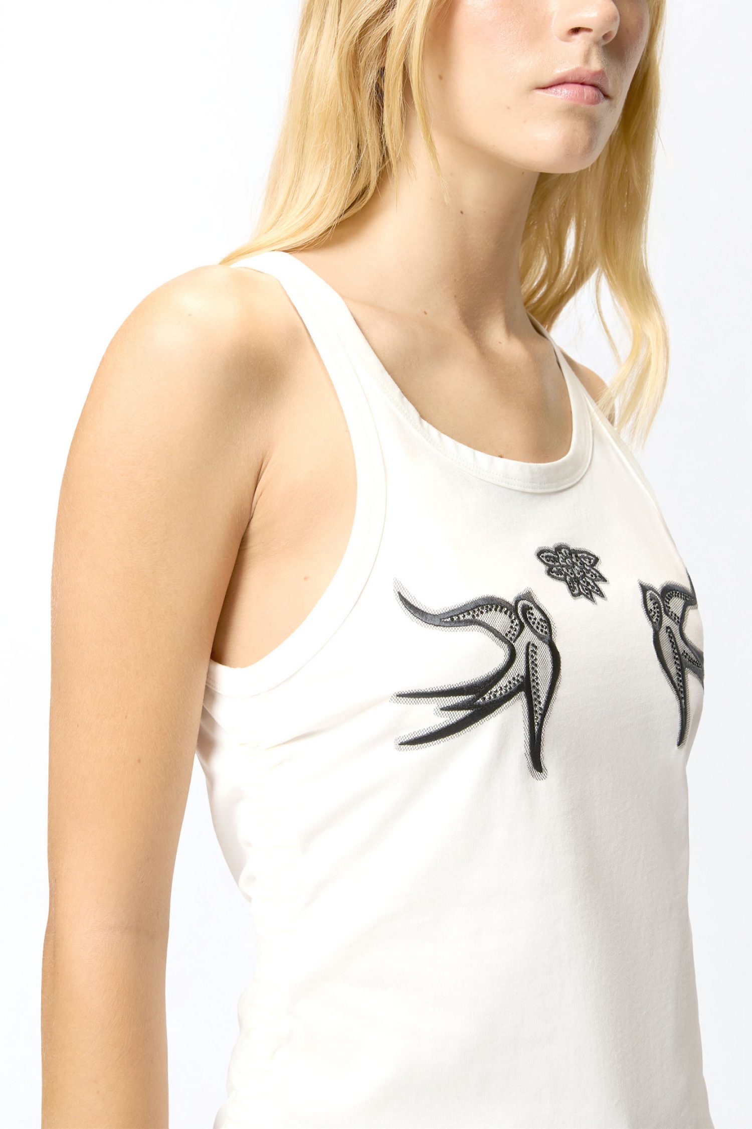 PINKO TANK TOP CROCCHETTA TANK TOP ΛΕΥΚΟ φωτογραφία