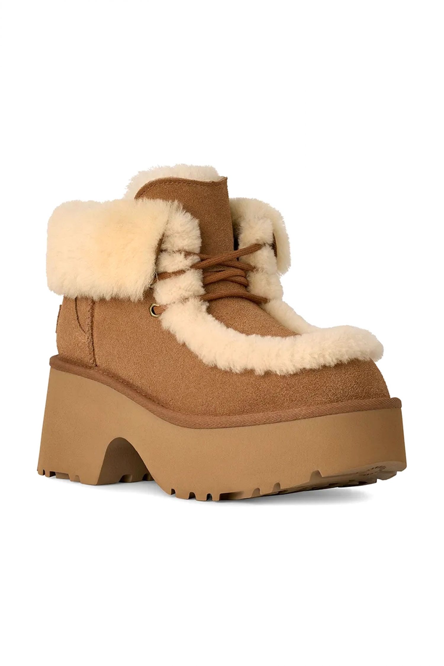 UGG ΠΑΠΟΥΤΣΙΑ ΜΠΟΤΑΚΙΑ ΕSMEE LACE UP KOΡΔΟΝΙΑ LOGO ΤΑΜΠΑ φωτογραφία
