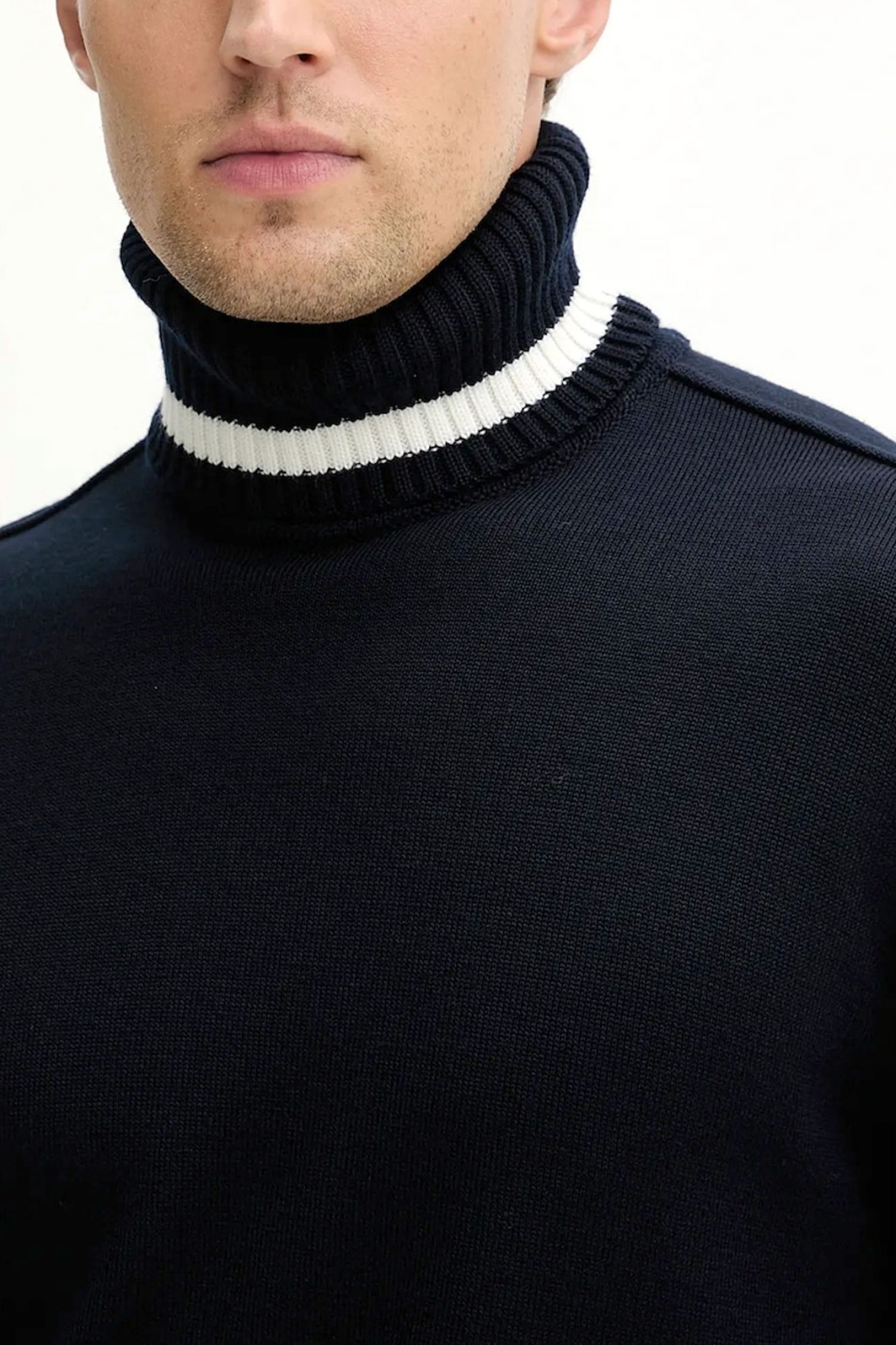 PAUL&SHARK ΠΛΕΚΤΟ ROLLNECK ΜΠΛΕ-ΛΕΥΚΟ