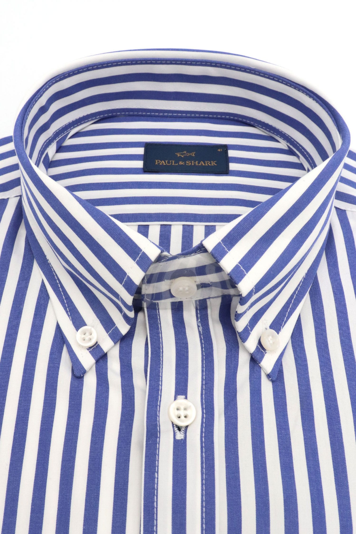 PAUL&SHARK ΠΟΥΚΑΜΙΣΟ BUTTON DOWN ΡΙΓΕ SOFT TOUCH ΜΠΛΕ-ΛΕΥΚΟ