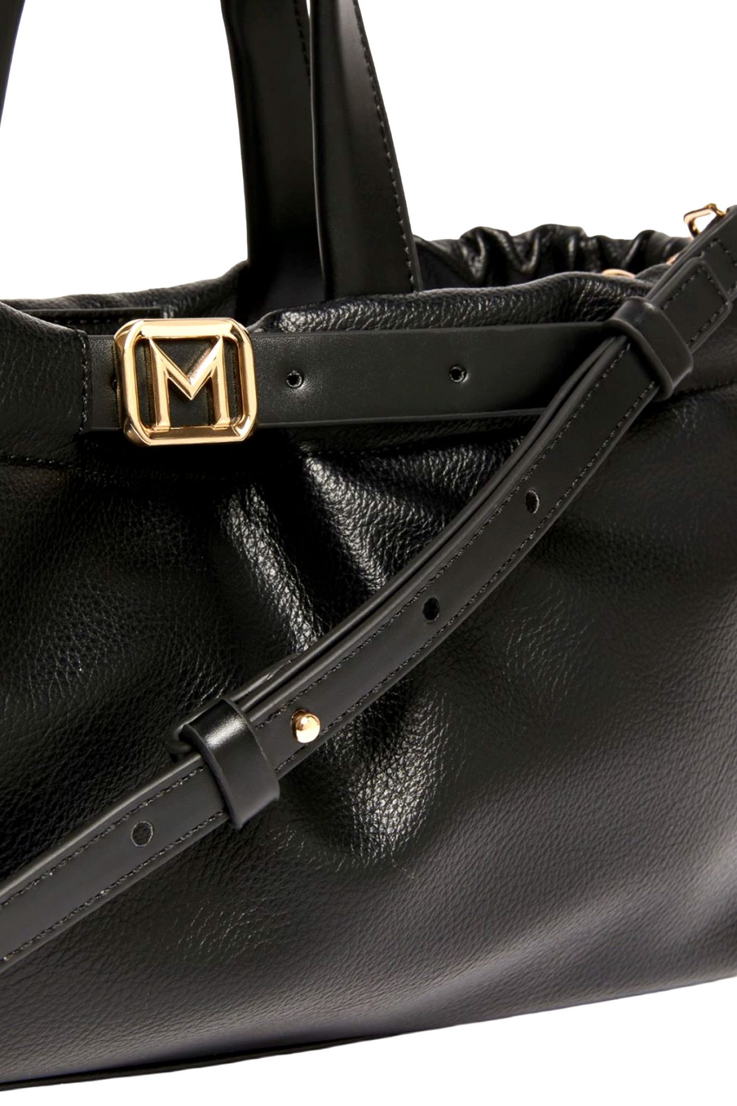 MARELLA ACCESORI ΤΣΑΝΤΑ ΧΕΙΡΟΣ/CROSSBODY PADOVA LOGO ΜΕΤΑΛΛΙΚΟ ΜΑΥΡΟ