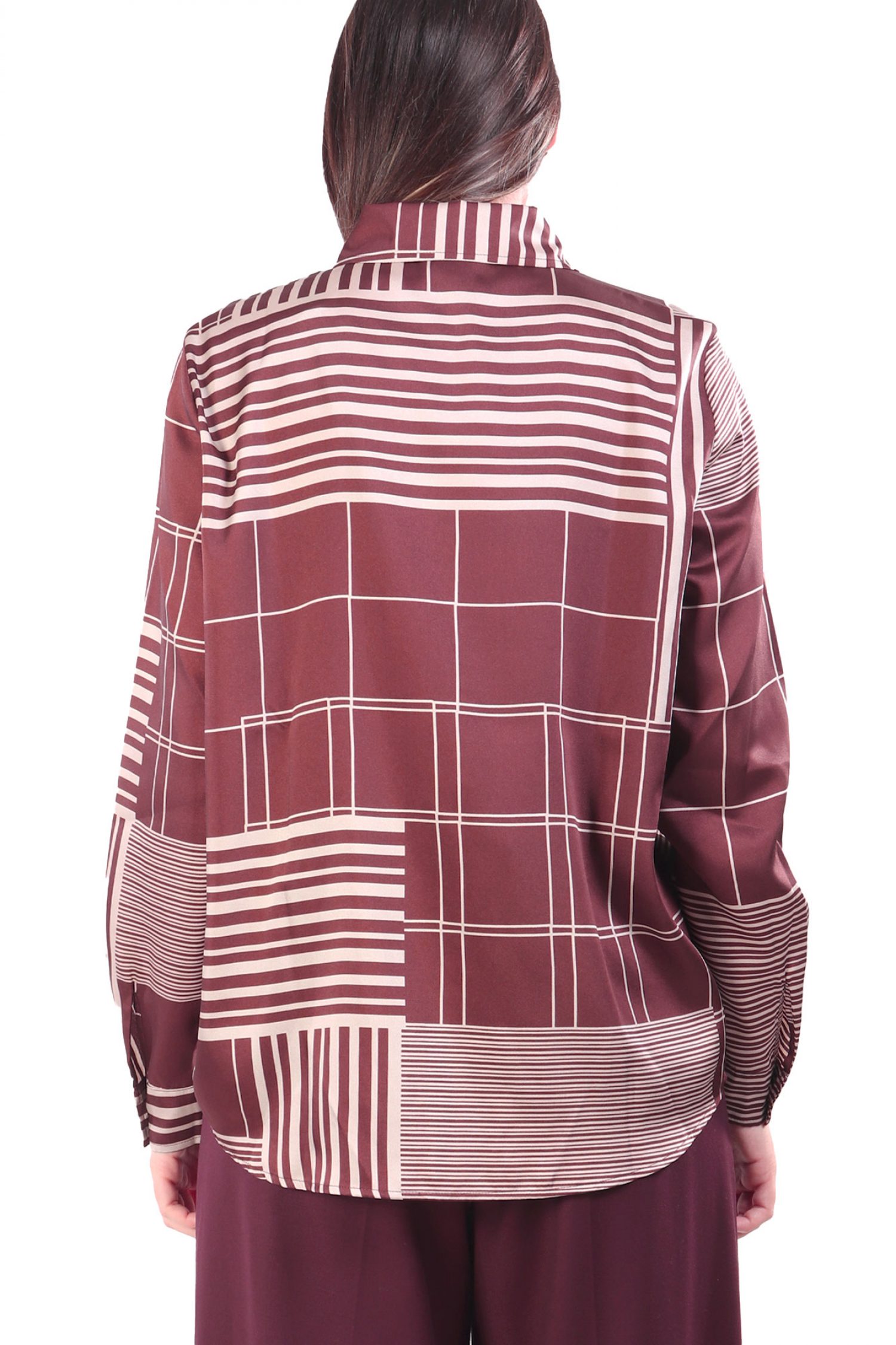 MARELLA EMME ΠΟΥΚΑΜΙΣΟ BIAGIO ΜΕ ΟΨΗ ΣΑΤΕΝ ΓΕΩΜΕΤΡΙΚΟ ΣΧΕΔΙΟ ΜΠΟΡΝΤΩ-ΜΠΕΖ