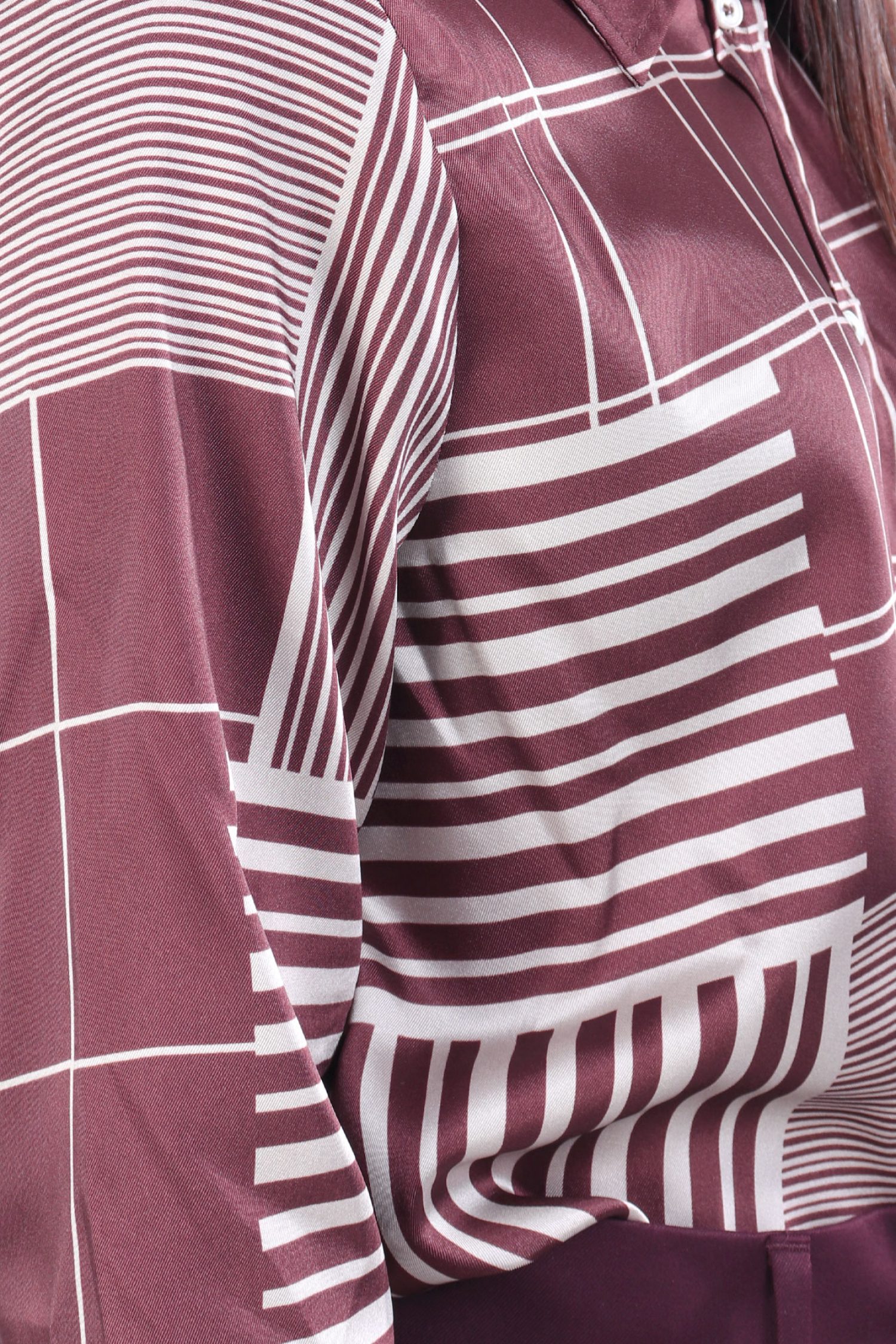 MARELLA EMME ΠΟΥΚΑΜΙΣΟ BIAGIO ΜΕ ΟΨΗ ΣΑΤΕΝ ΓΕΩΜΕΤΡΙΚΟ ΣΧΕΔΙΟ ΜΠΟΡΝΤΩ-ΜΠΕΖ