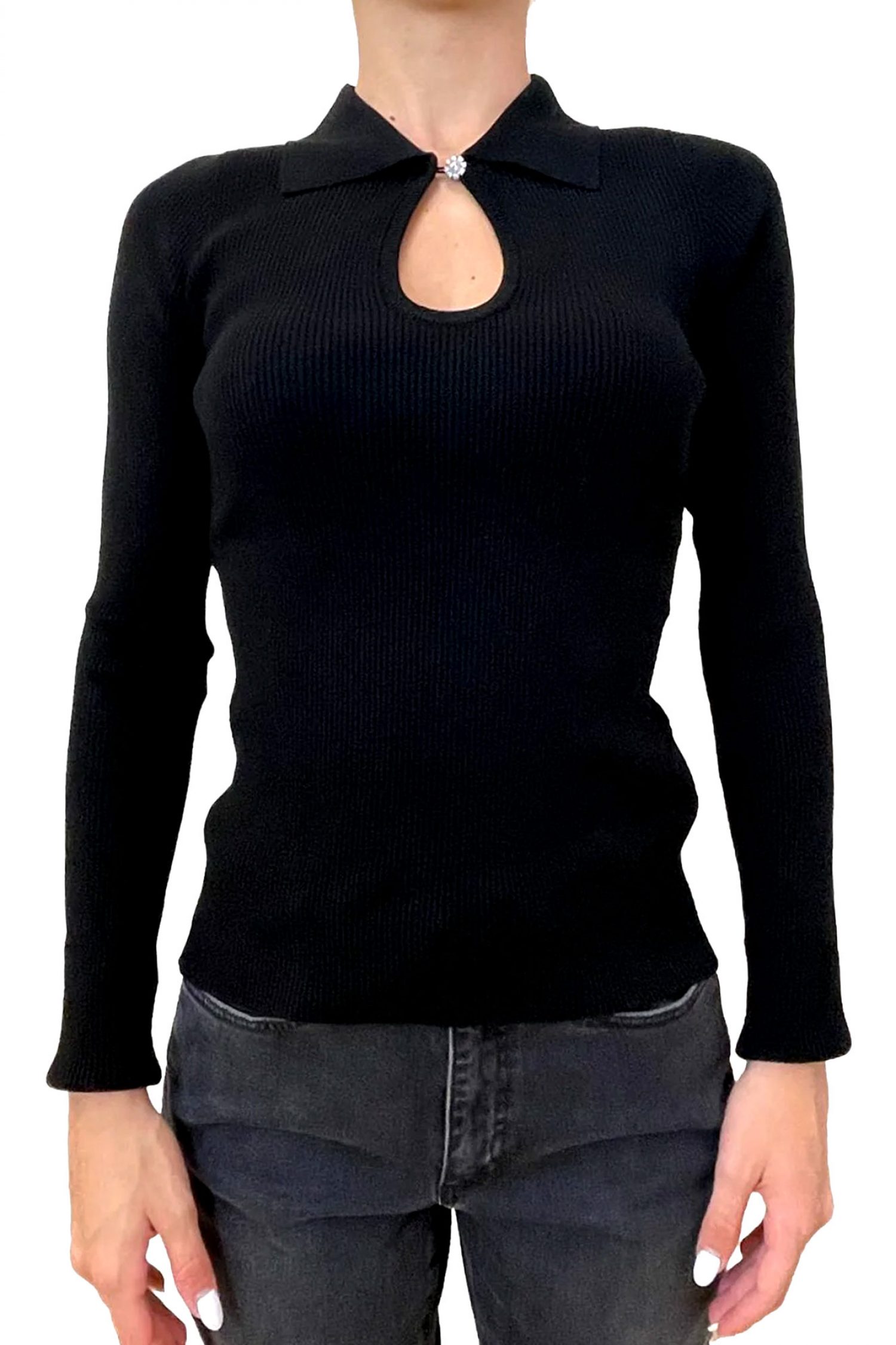 MARELLA EMME POLO PLUME ΠΛΕΚΤΟ ΚΟΥΜΠΙ ΜΑΥΡΟ