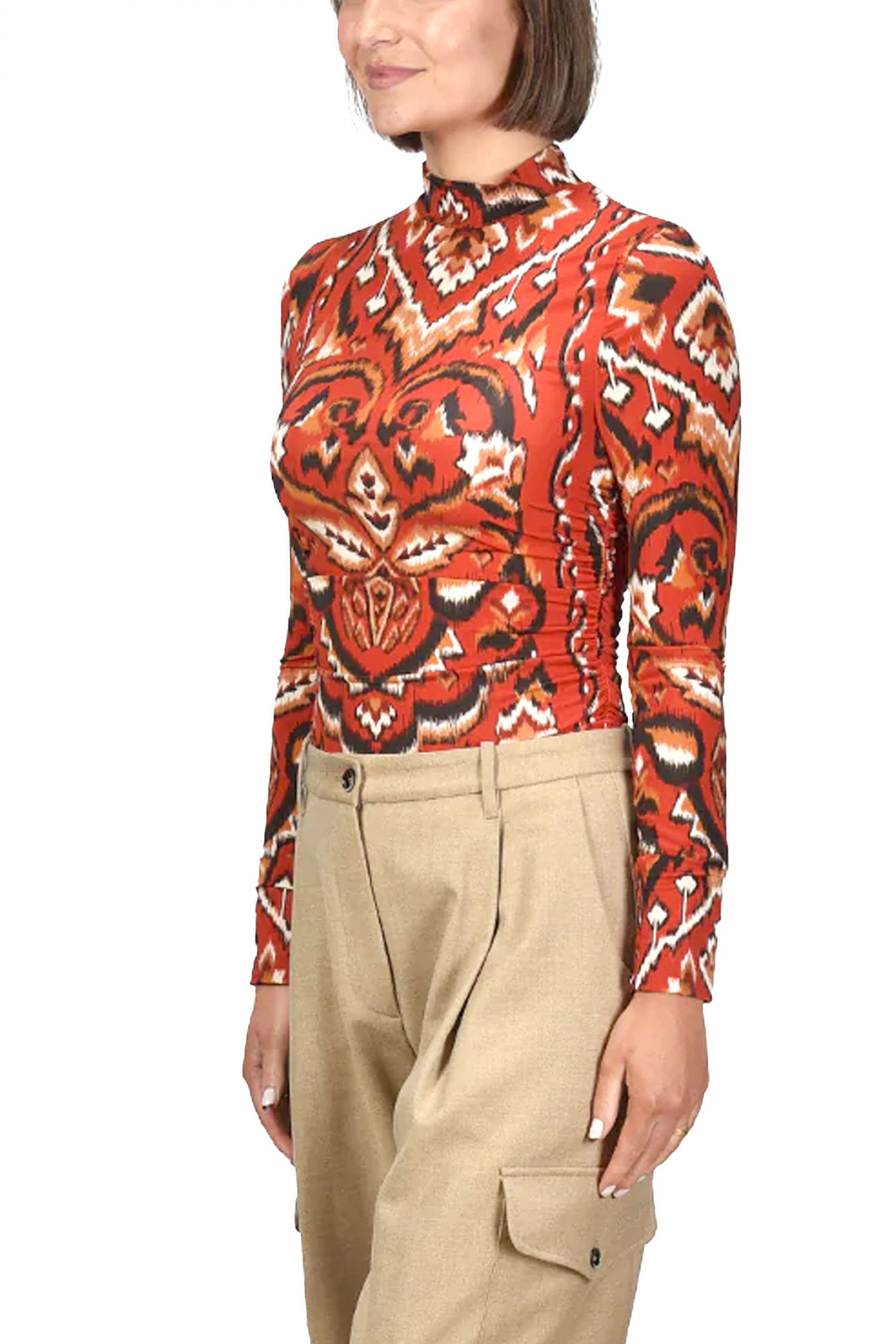 FARM RIO TOP AINIKA PINEAPPLE IKAT CREAM ΕΜΠΡΙΜΕ ΣΟΥΡΑ ΠΛΑΙ ΛΟΥΠΕΤΟ ΚΟΚΚΙΝΟ