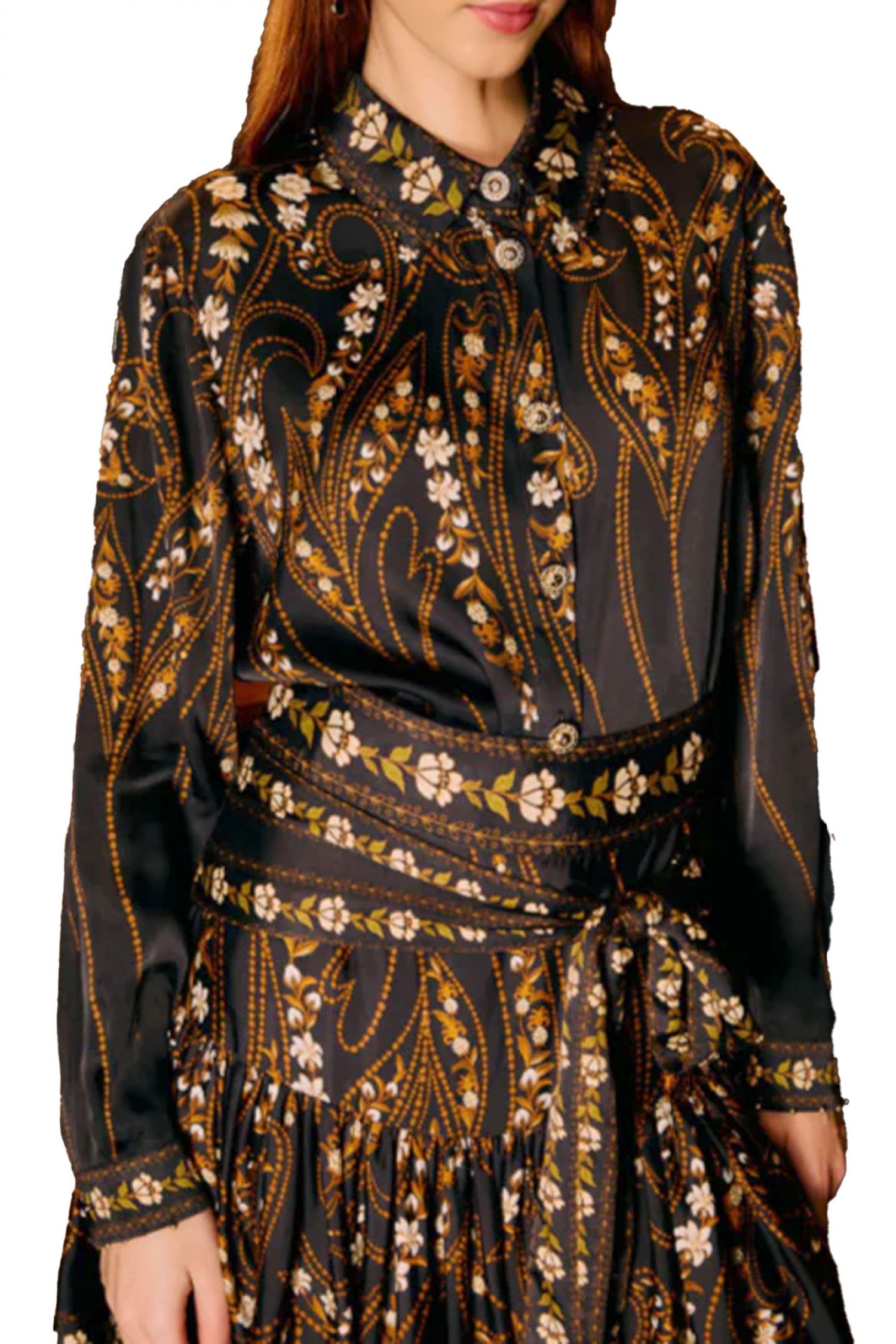 FARM RIO ΠΟΥΚΑΜΙΣΟ GARDEN SILOUETTE ΕΜΠΡΙΜΕ ΜΕ ΟΨΗ ΣΑΤΕΝ ΜΠΛΕ ΣΚΟΥΡΟ